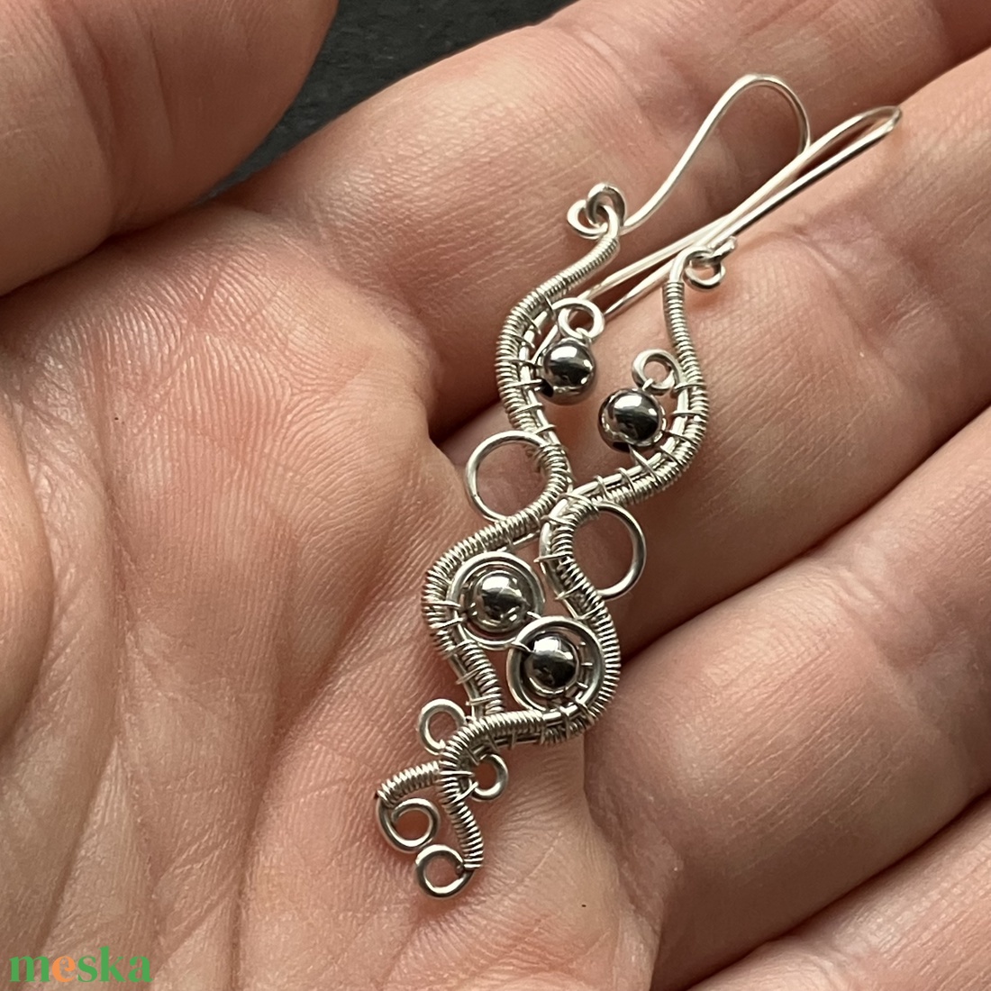 Ezüst hosszú fülbevaló - ékszer - fülbevaló - lógó fülbevaló - Meska.hu