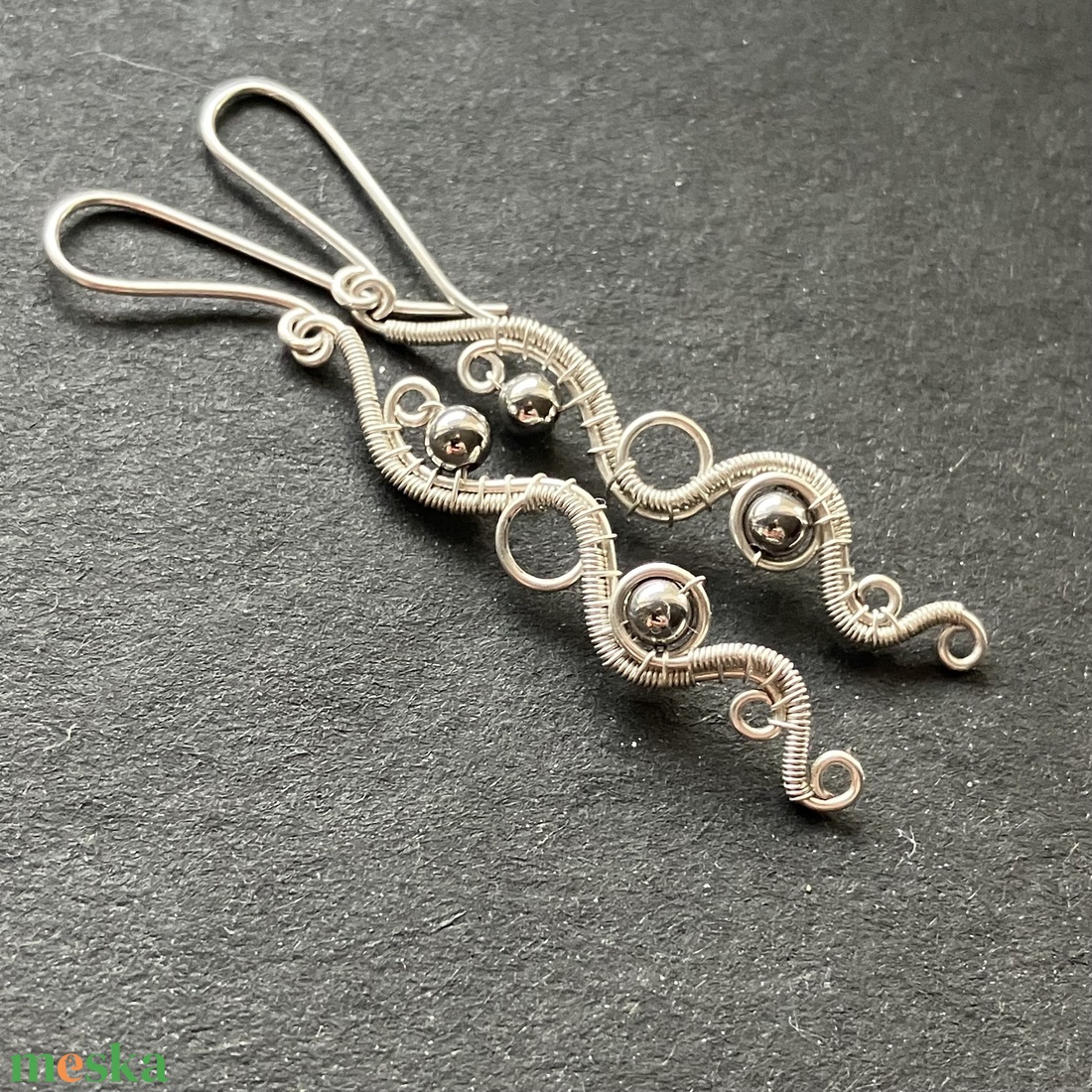 Ezüst hosszú fülbevaló - ékszer - fülbevaló - lógó fülbevaló - Meska.hu