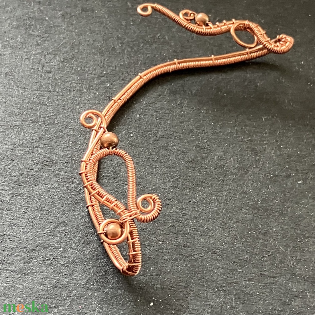 Réz nagy fülékszer - ékszer - fülbevaló - fülékszer - Meska.hu