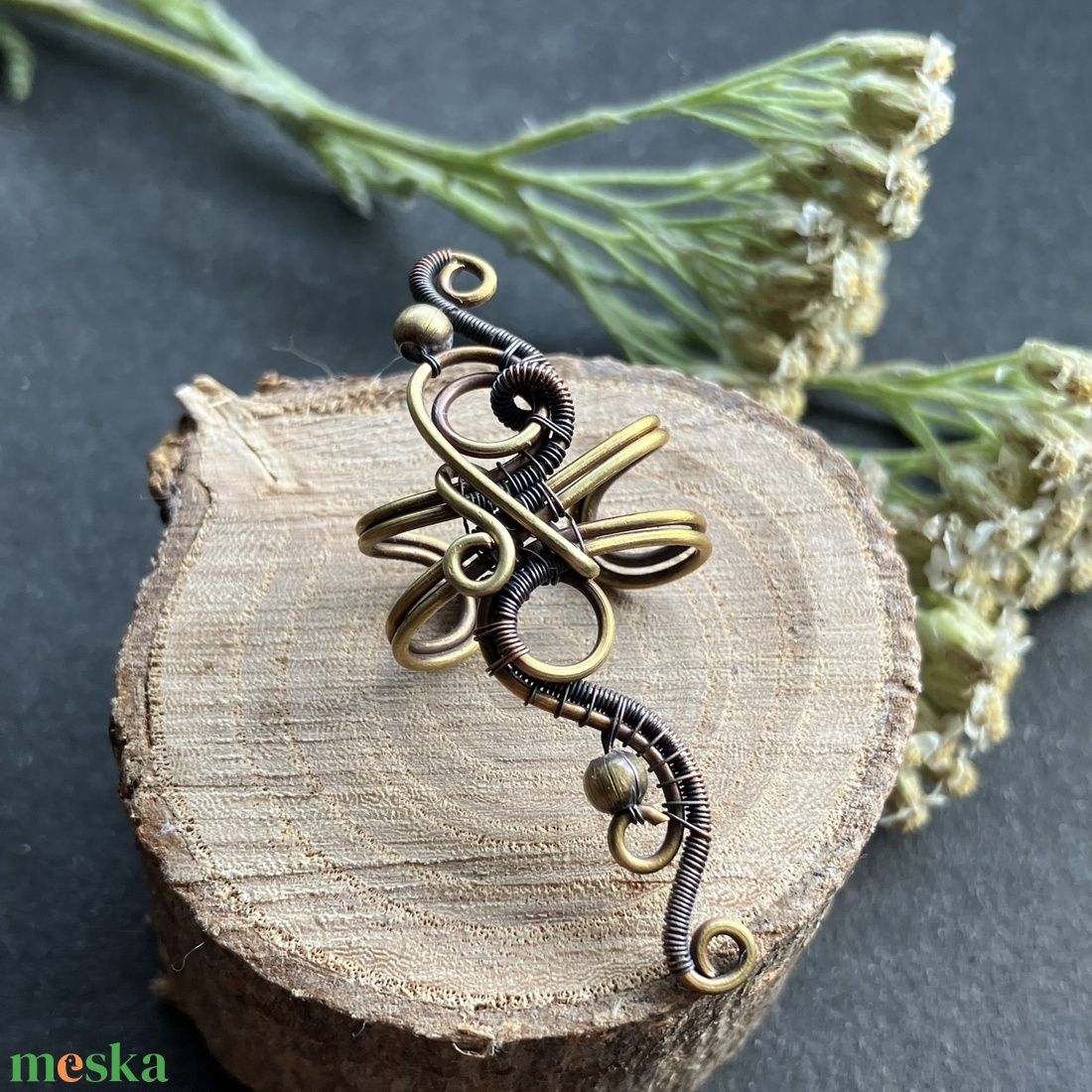 Sárgaréz és vörösréz nagy fülgyűrű - ékszer - fülbevaló - fülgyűrű - Meska.hu