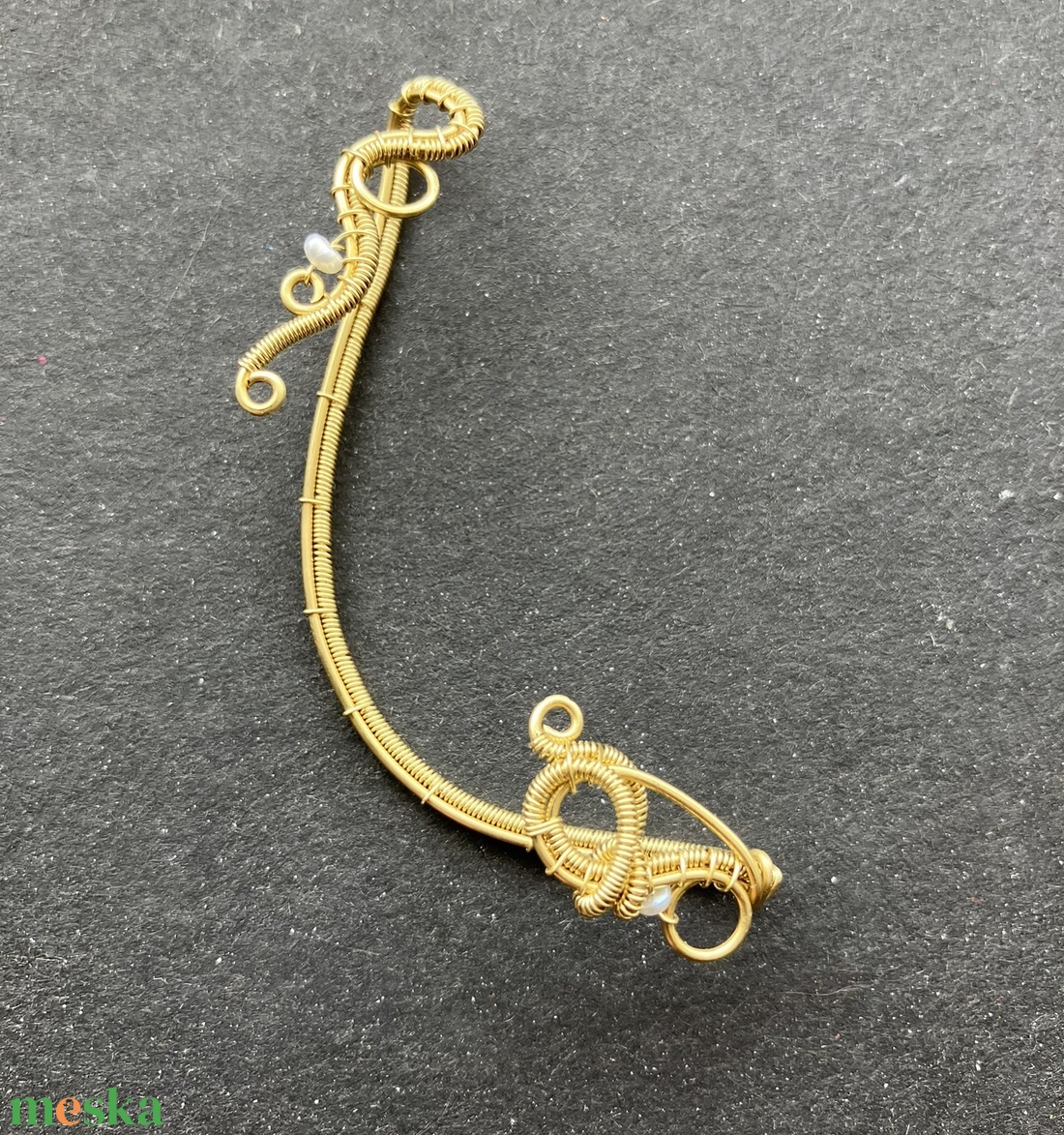 Sárgaréz gyöngy fülékszer - ékszer - fülbevaló - fülékszer - Meska.hu