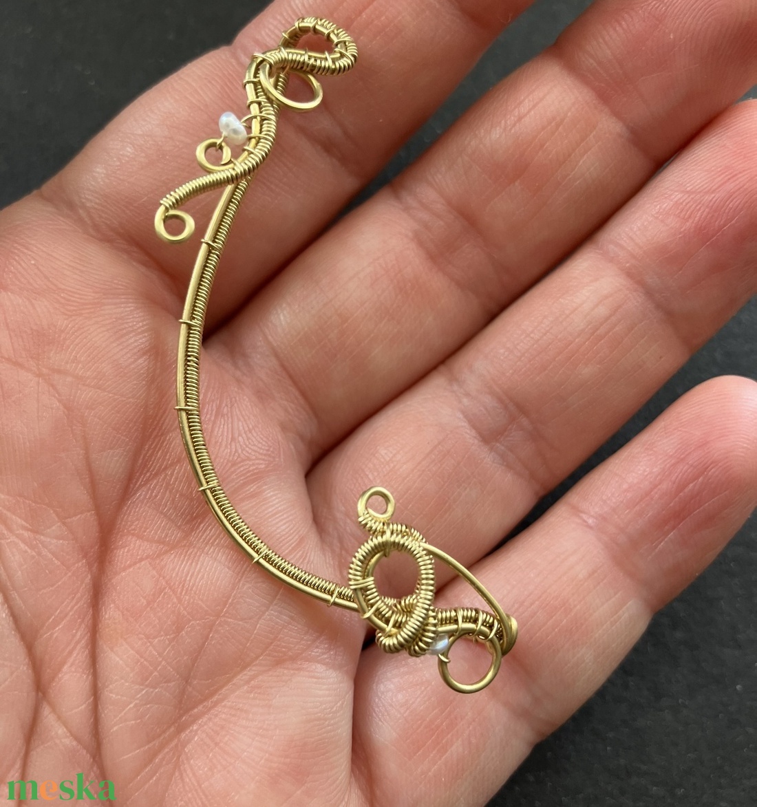 Sárgaréz gyöngy fülékszer - ékszer - fülbevaló - fülékszer - Meska.hu