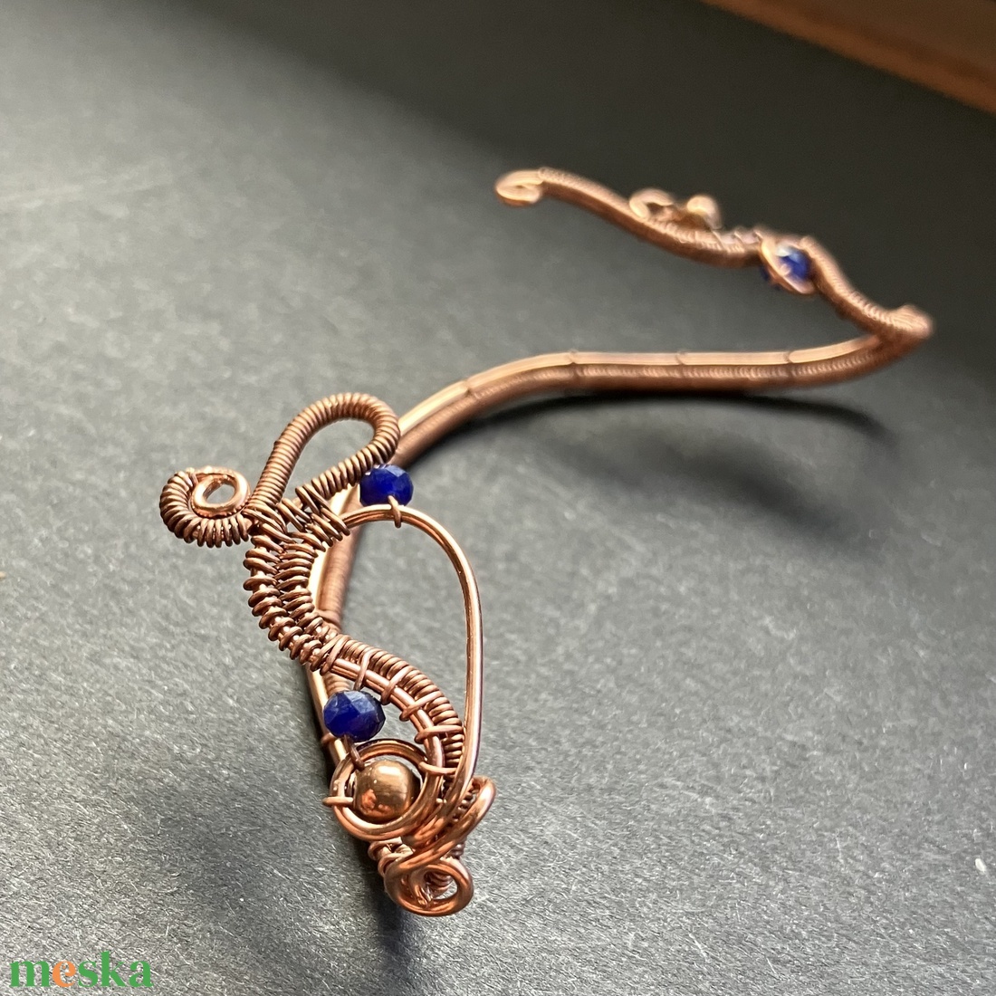 Réz és szodalit fülékszer - ékszer - fülbevaló - fülékszer - Meska.hu