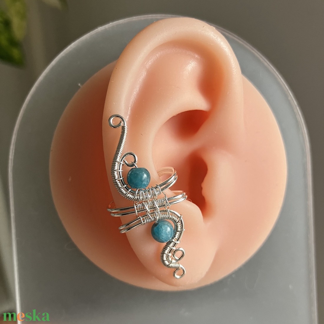 Ezüst apatit fülgyűrű - ékszer - fülbevaló - fülgyűrű - Meska.hu