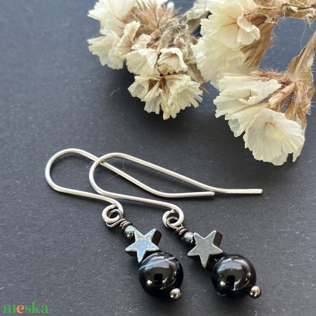 Nemesacél csillag fülbevaló - ékszer - fülbevaló - lógó fülbevaló - Meska.hu