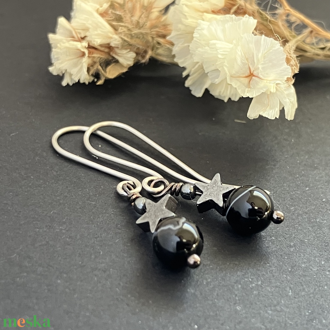 Nemesacél csillag fülbevaló - ékszer - fülbevaló - lógó fülbevaló - Meska.hu