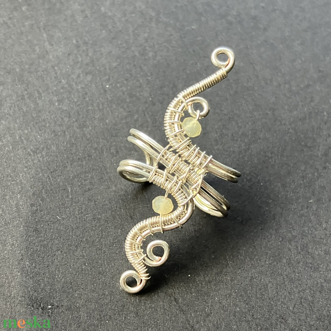 Ezüst és sárga opál fülgyűrű - ékszer - fülbevaló - fülgyűrű - Meska.hu