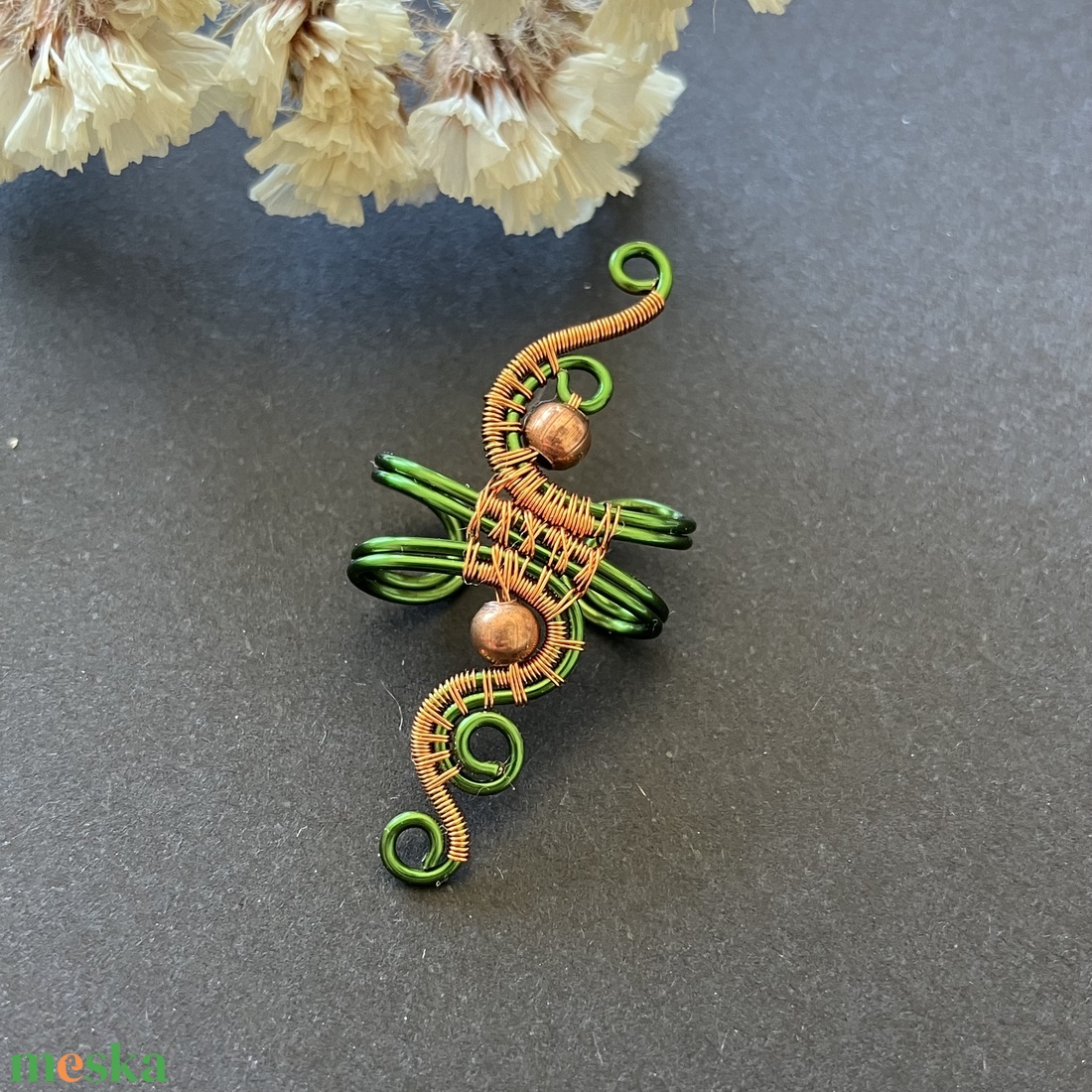 FREEDOM zöld-vörösréz fülgyűrű - ékszer - fülbevaló - fülgyűrű - Meska.hu