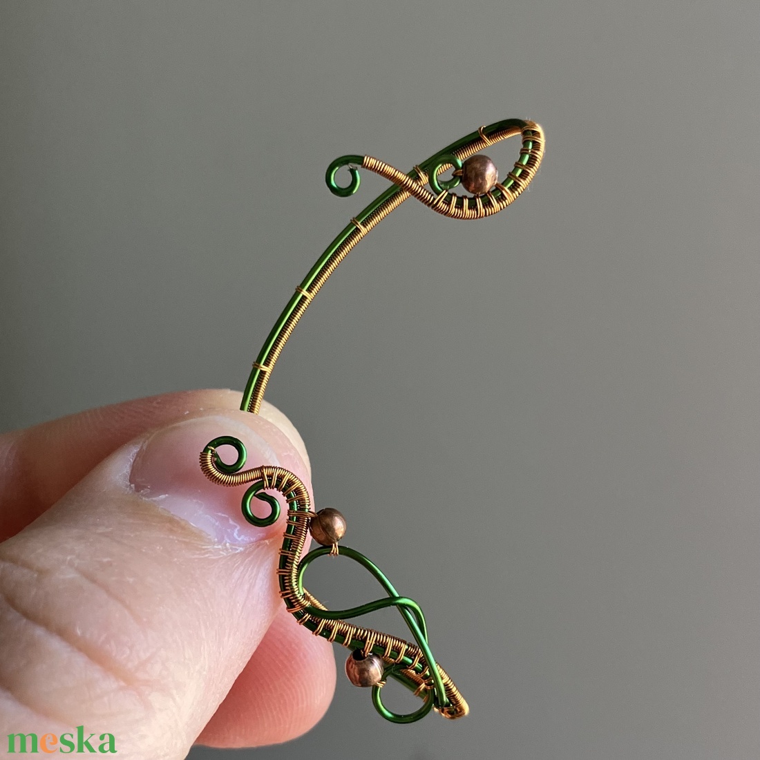Zöld és réz fülékszer - ékszer - fülbevaló - fülékszer - Meska.hu