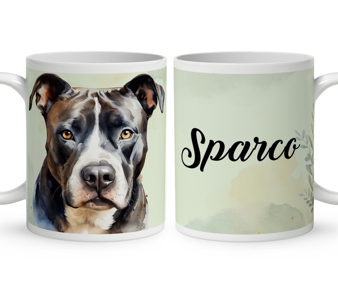 Névvel kérhető - Szürke Amerikai Pitbull terrier portré mintás bögre - otthon & életmód - konyhafelszerelés, tálalás - tálalás - bögre & csésze - Meska.hu