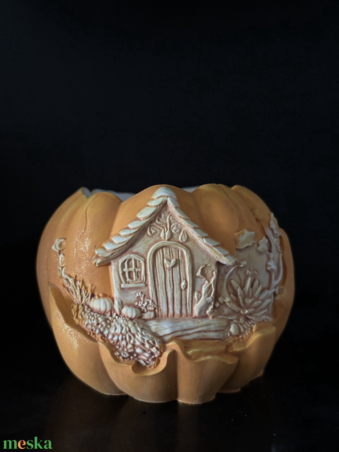 Tök házikó dekoráció  kézzel festett kerámiából - otthon & életmód - dekoráció - halloween - halloweeni dekoráció - Meska.hu