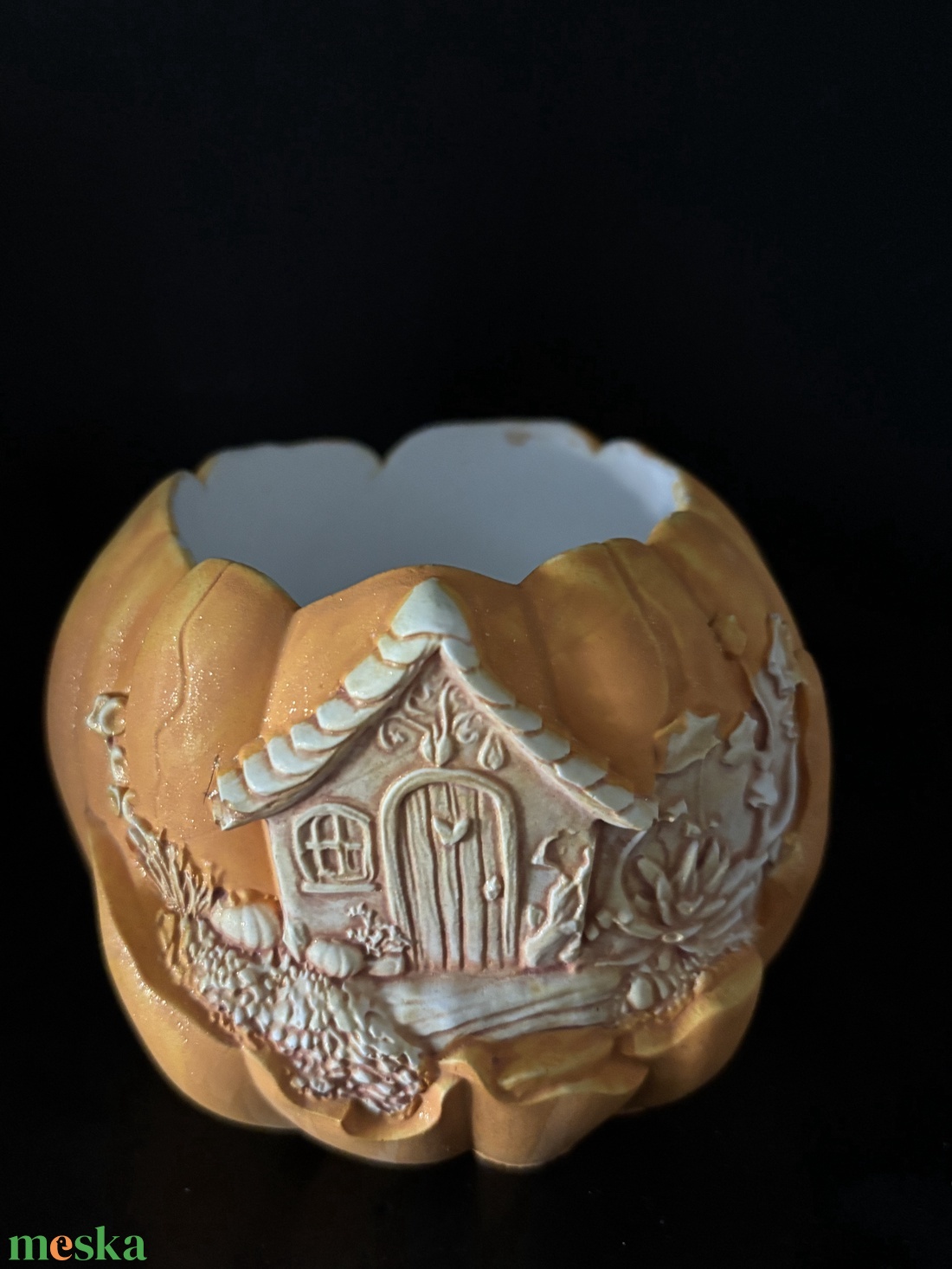 Tök házikó dekoráció  kézzel festett kerámiából - otthon & életmód - dekoráció - halloween - halloweeni dekoráció - Meska.hu