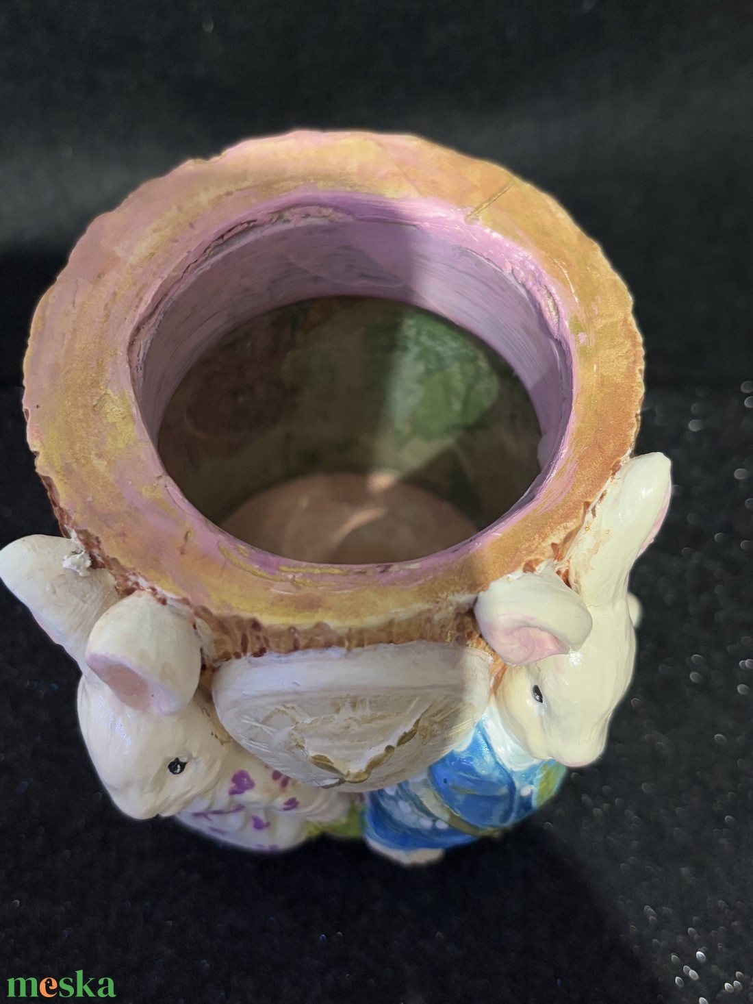 Nyuszis mini kaspó vagy kistároló dekoráció - otthon & életmód - dekoráció - asztal és polc dekoráció - asztaldísz - Meska.hu