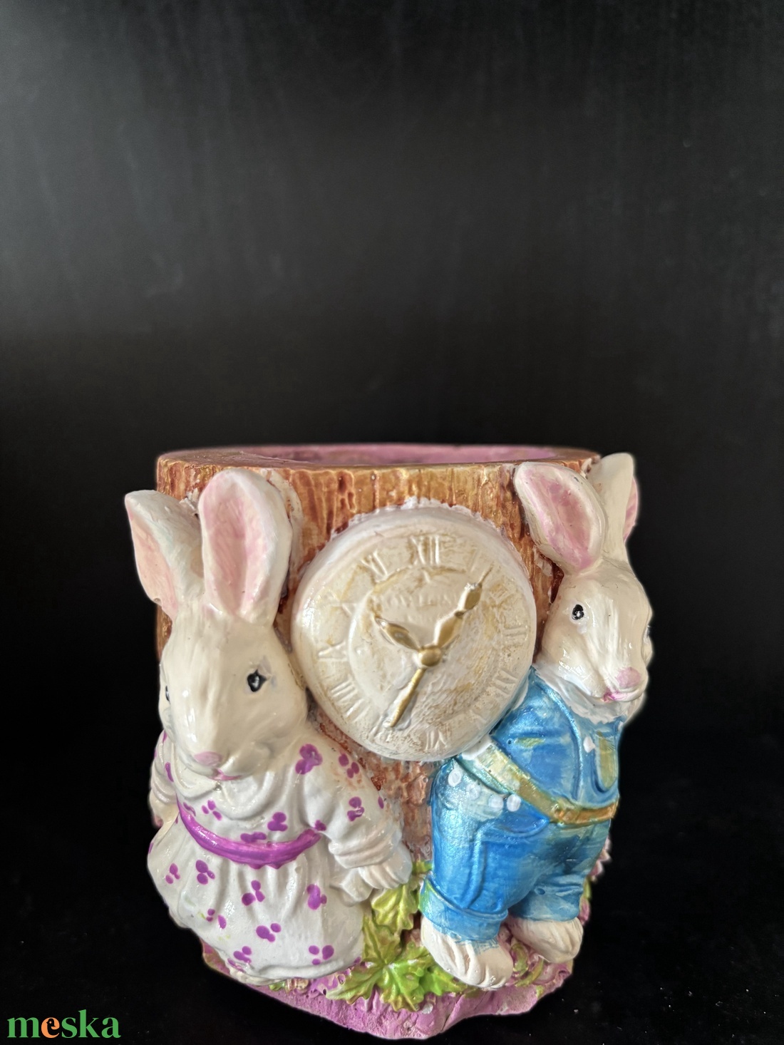 Nyuszis mini kaspó vagy kistároló dekoráció - otthon & életmód - virágdekoráció - virágtartó - kaspó - Meska.hu