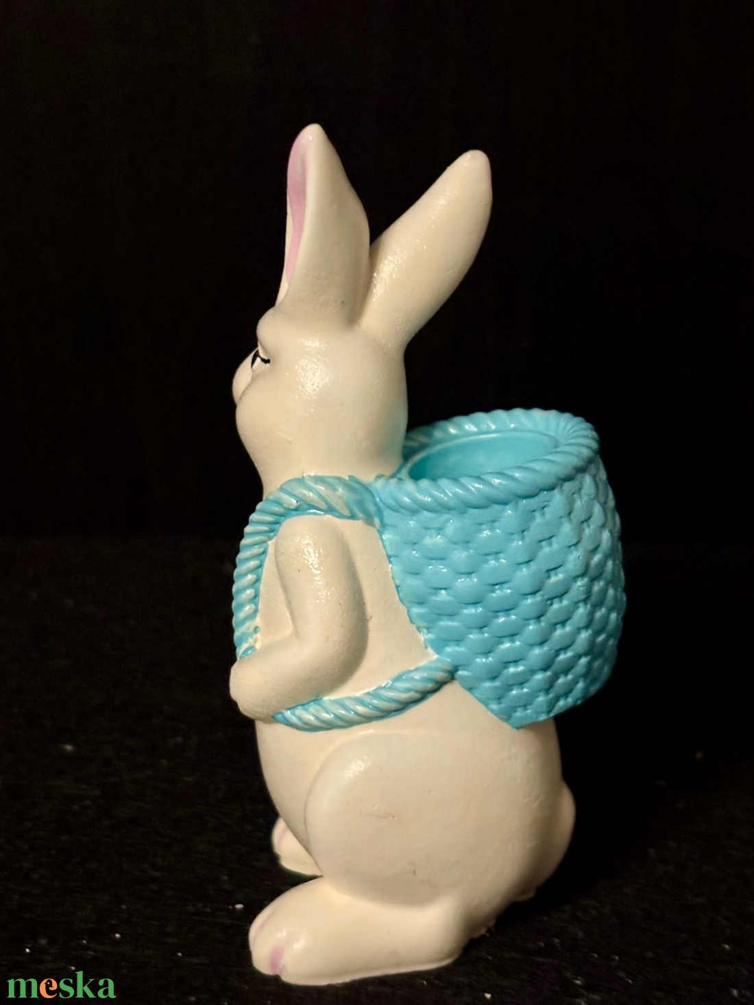 Nyuszi kosaras hátizsákkal - ünnepi díszek, dekorációk - húsvéti díszek és dekorációk - húsvéti asztaldíszek - Meska.hu