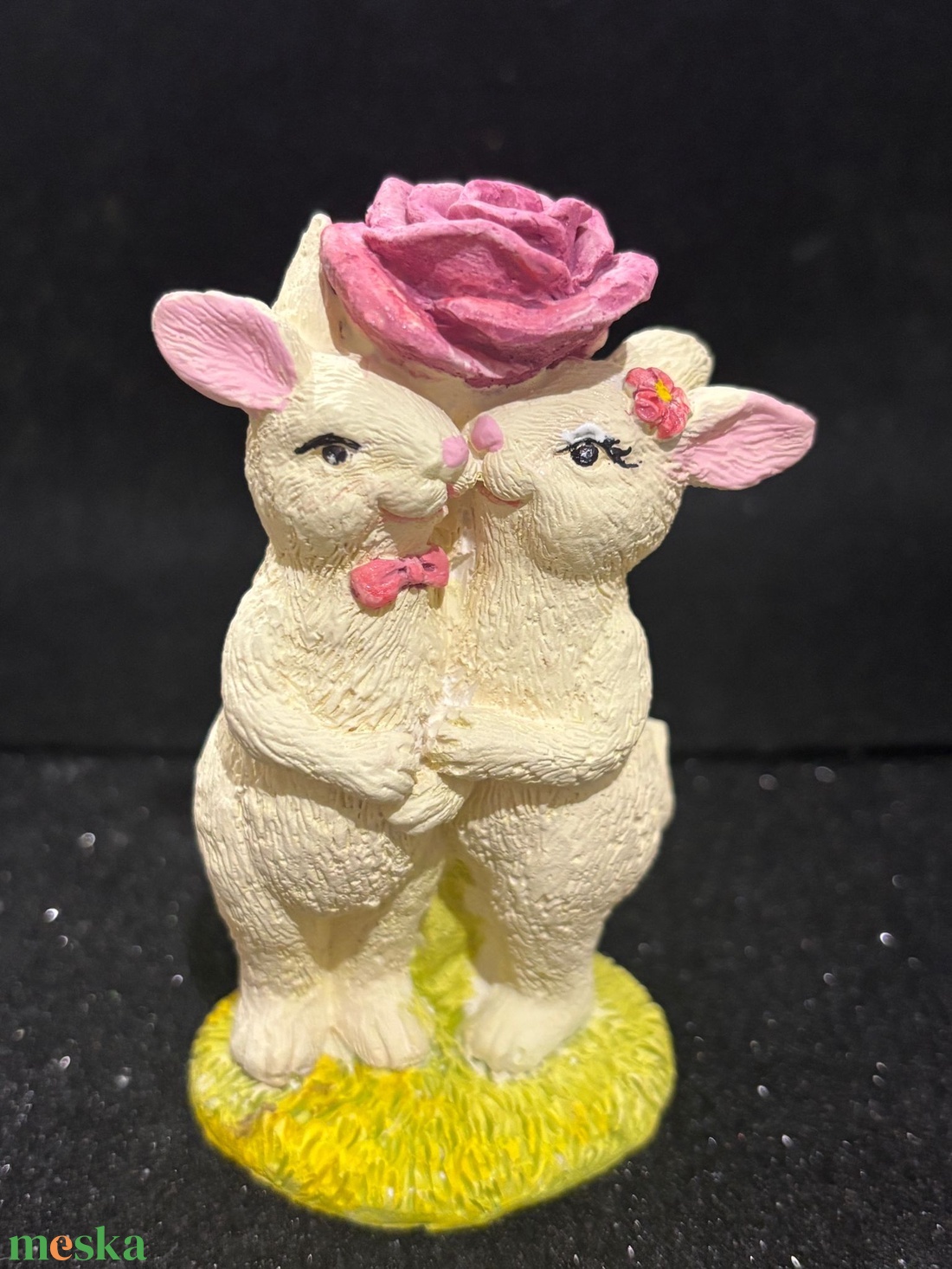 Örök Szerelem � Kézzel festett nyuszipár figura (8 cm) - ünnepi díszek, dekorációk - húsvéti díszek és dekorációk - húsvéti asztaldíszek - Meska.hu