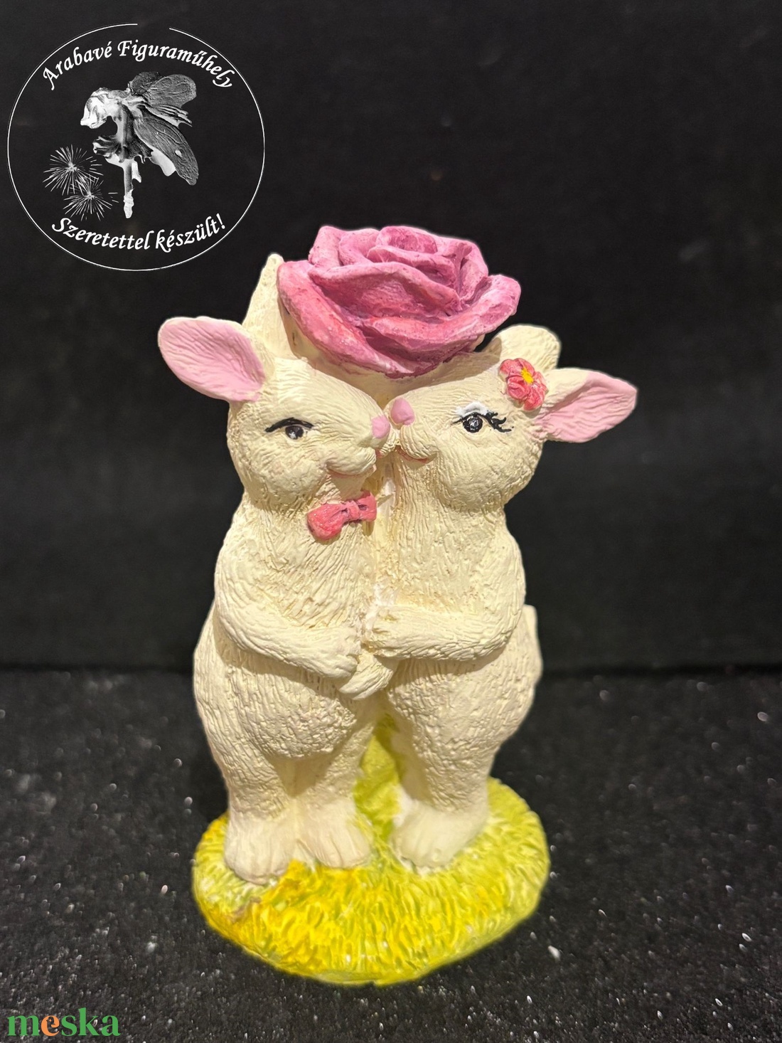 Örök Szerelem � Kézzel festett nyuszipár figura (8 cm) - ünnepi díszek, dekorációk - húsvéti díszek és dekorációk - húsvéti asztaldíszek - Meska.hu