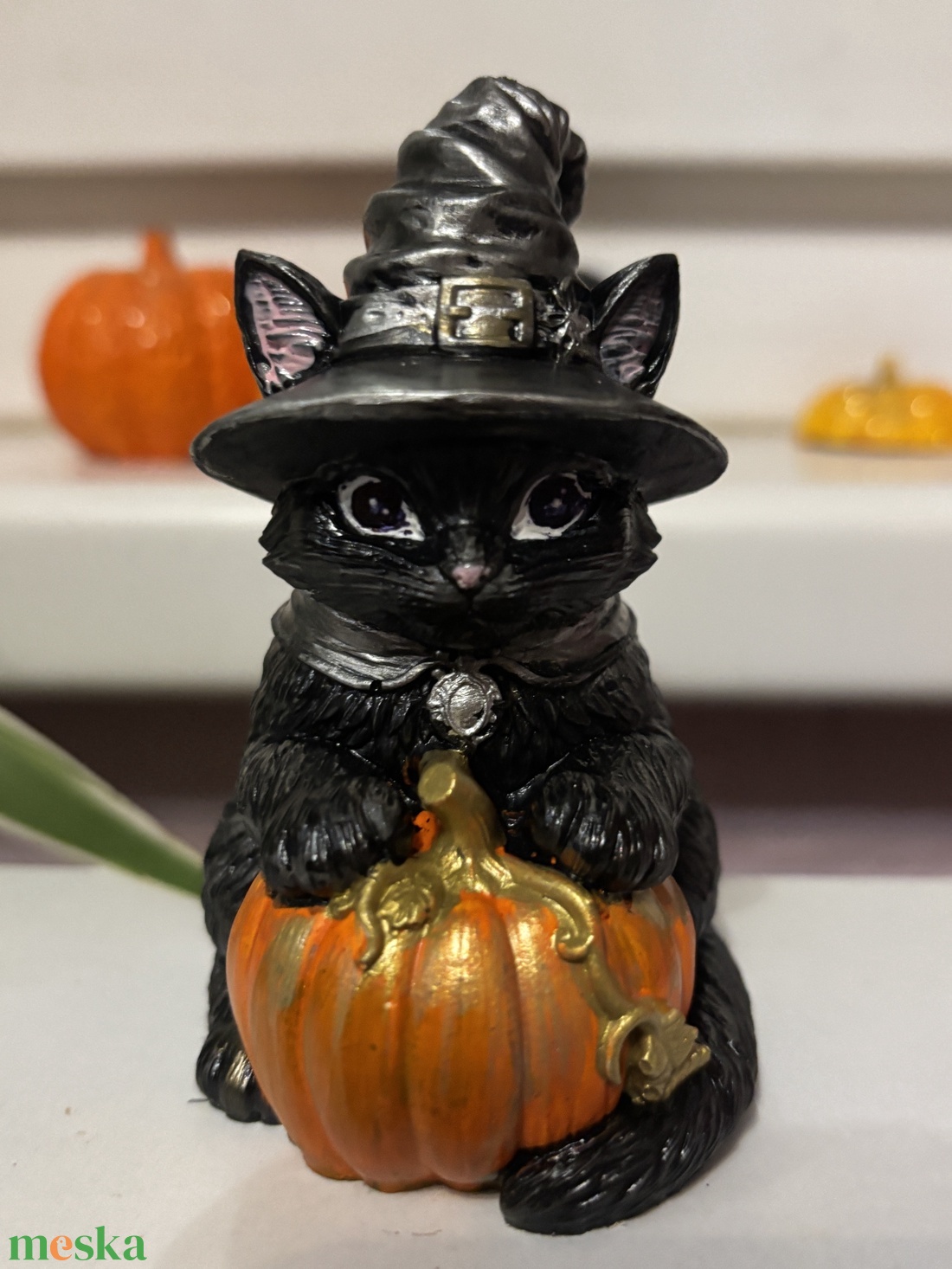 Boszi kalapos cica  Halloween dekor - otthon & életmód - dekoráció - halloween - halloweeni dekoráció - Meska.hu