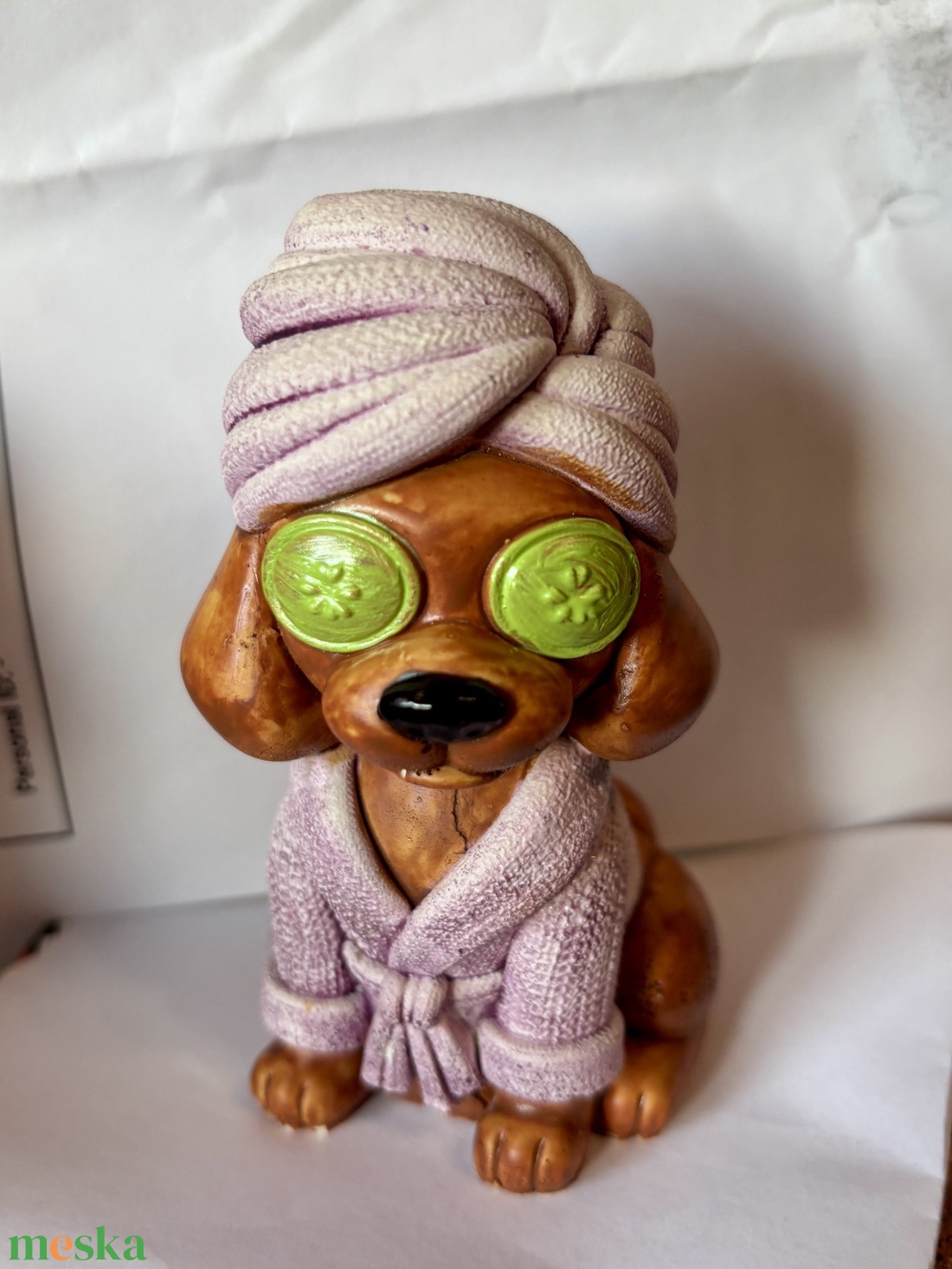 Wellness kutyus dekor 9 cm  - otthon & életmód - dekoráció - asztal és polc dekoráció - asztaldísz - Meska.hu