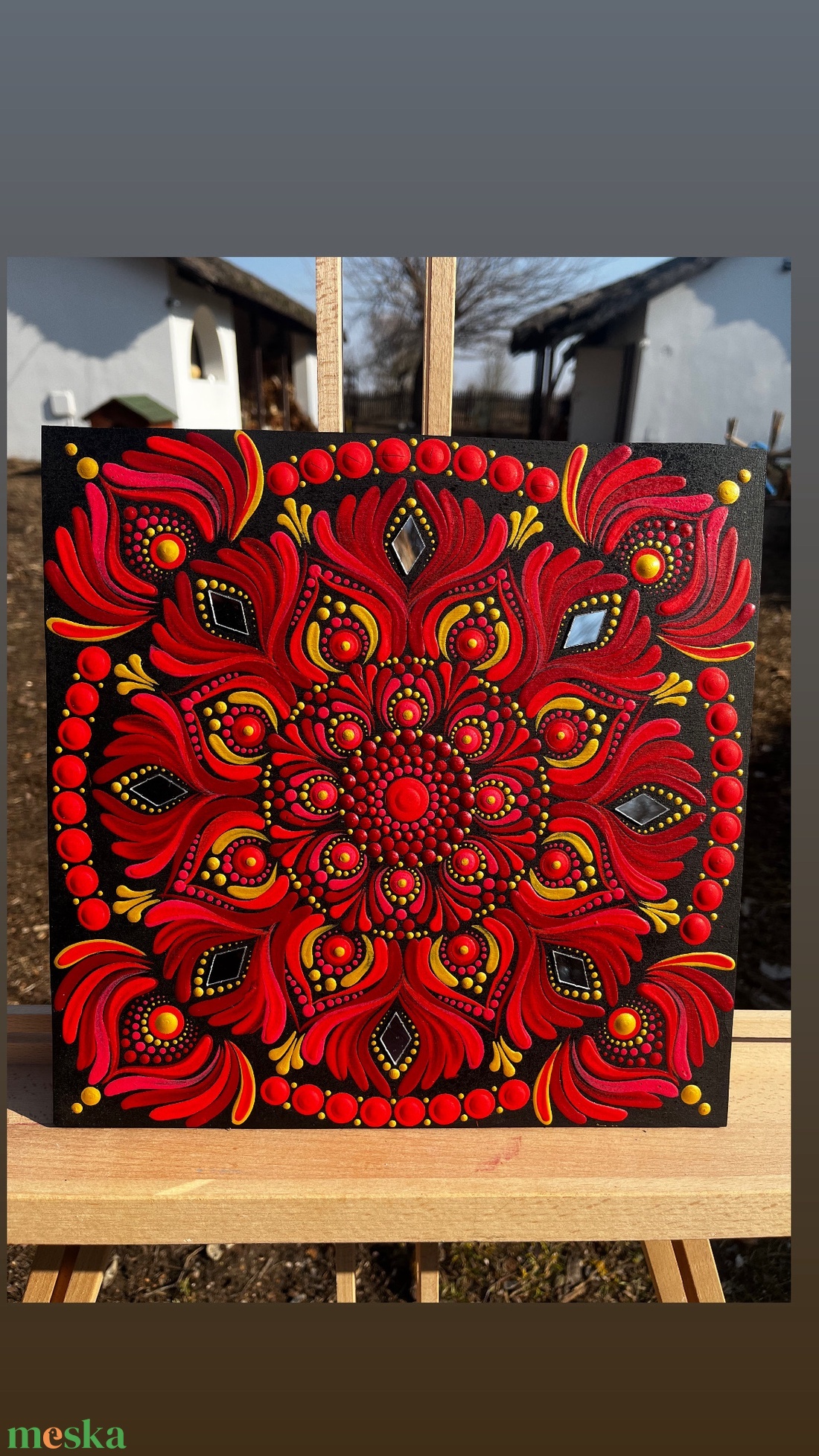 Vörösláng Mandala - művészet - festmény - akril - Meska.hu Vörösláng Mandala - művészet - festmény - akril - Meska.hu
