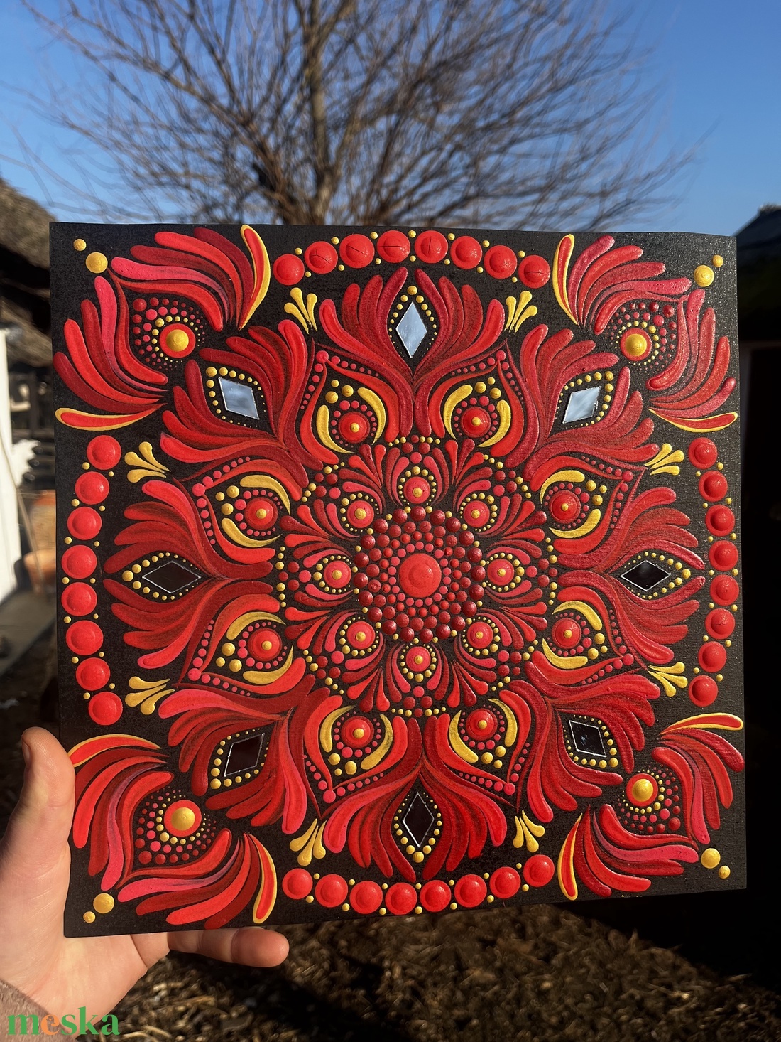 Vörösláng Mandala - művészet - festmény - akril - Meska.hu Vörösláng Mandala - művészet - festmény - akril - Meska.hu