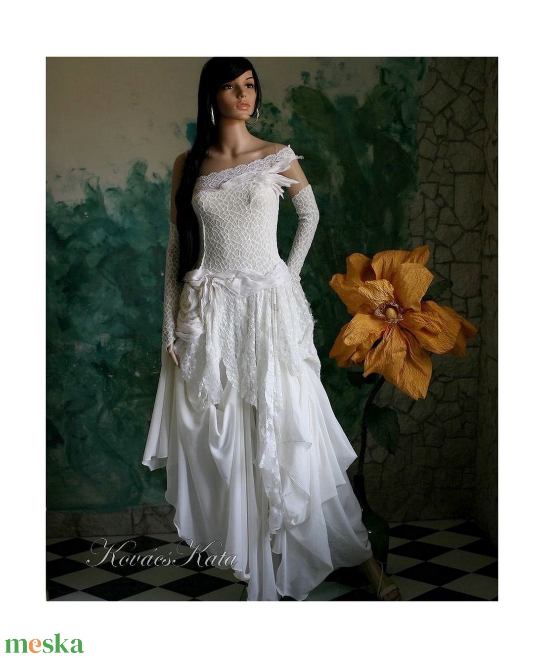 LINDA - artsy patchwork menyasszonyi ruha  - esküvő - ruha - menyasszonyi ruha - Meska.hu