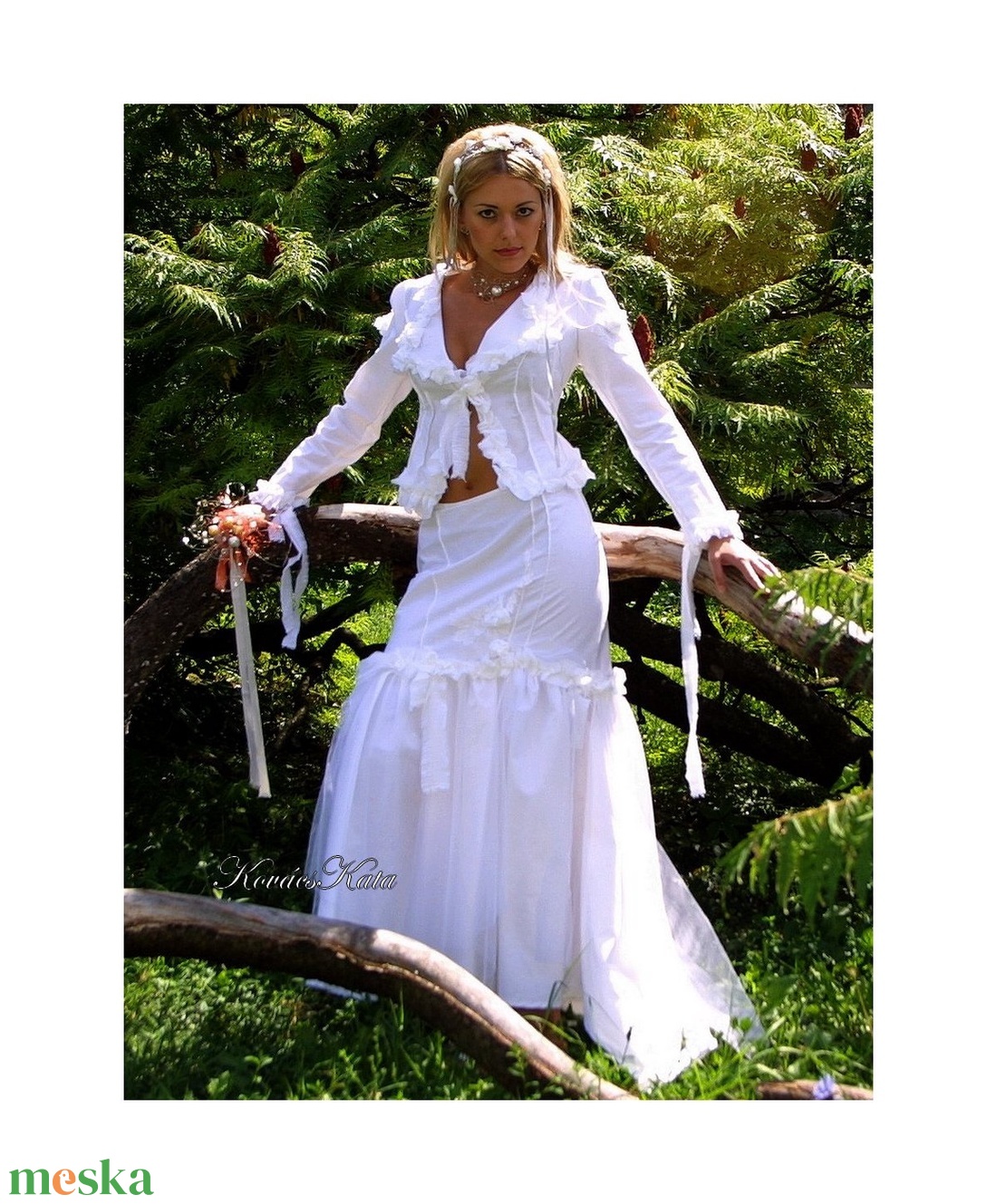 FANNI - esküvői vászon-kosztüm, alternatív esküvői ruha - esküvő - ruha - menyasszonyi ruha - Meska.hu