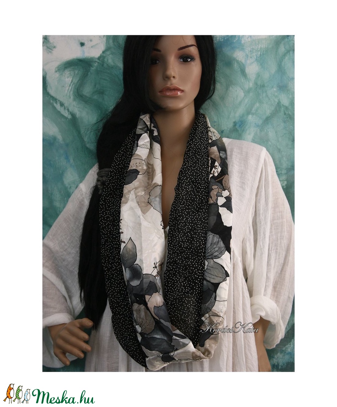 ÉKSZER-SÁL / orchidea-mintás selyem patchwork körsál - infinity-scarf - ruha & divat - sál, sapka, kendő - sál - Meska.hu ÉKSZER-SÁL / orchidea-mintás selyem patchwork körsál - infinity-scarf - ruha & divat - sál, sapka, kendő - sál - Meska.hu