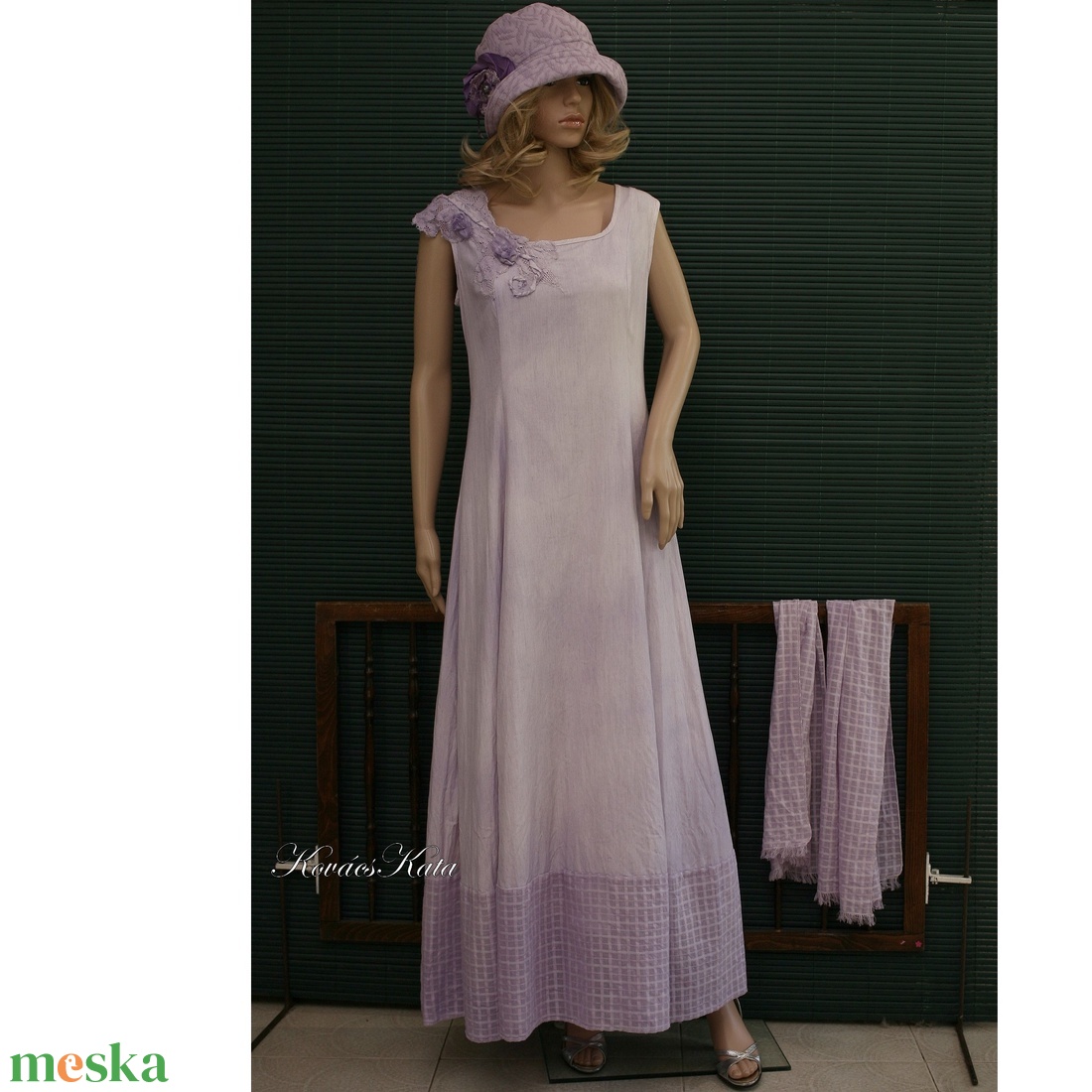 GILDA - artsy design hosszú-ruha, örömanya ruha, stólával L-XL - ruha & divat - női ruha - alkalmi ruha & estélyi ruha - Meska.hu