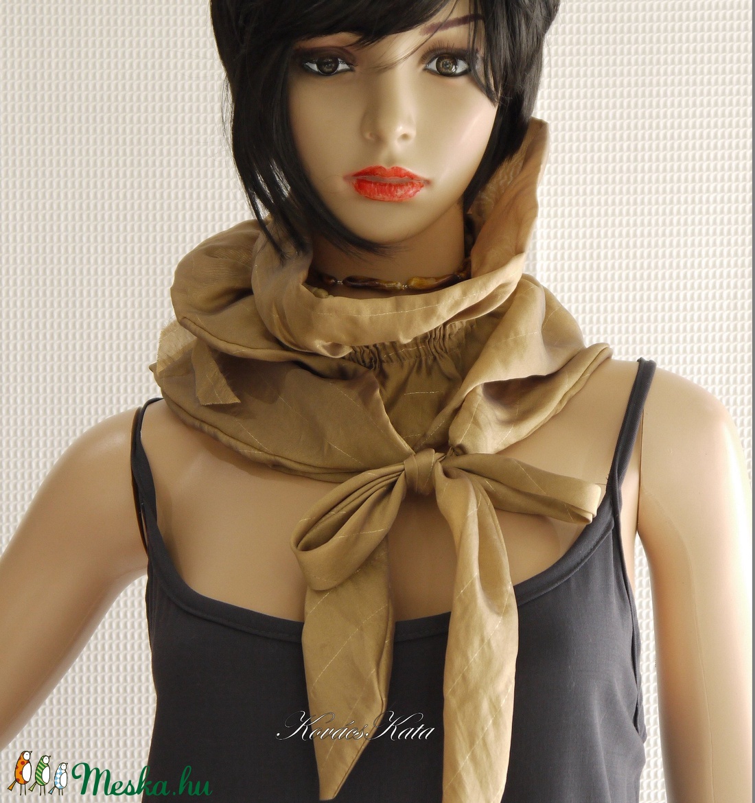 ORGANZA WRAP - fodros organza vállkendő, boleró / mogyoró - ruha & divat - sál, sapka, kendő - vállkendő - Meska.hu