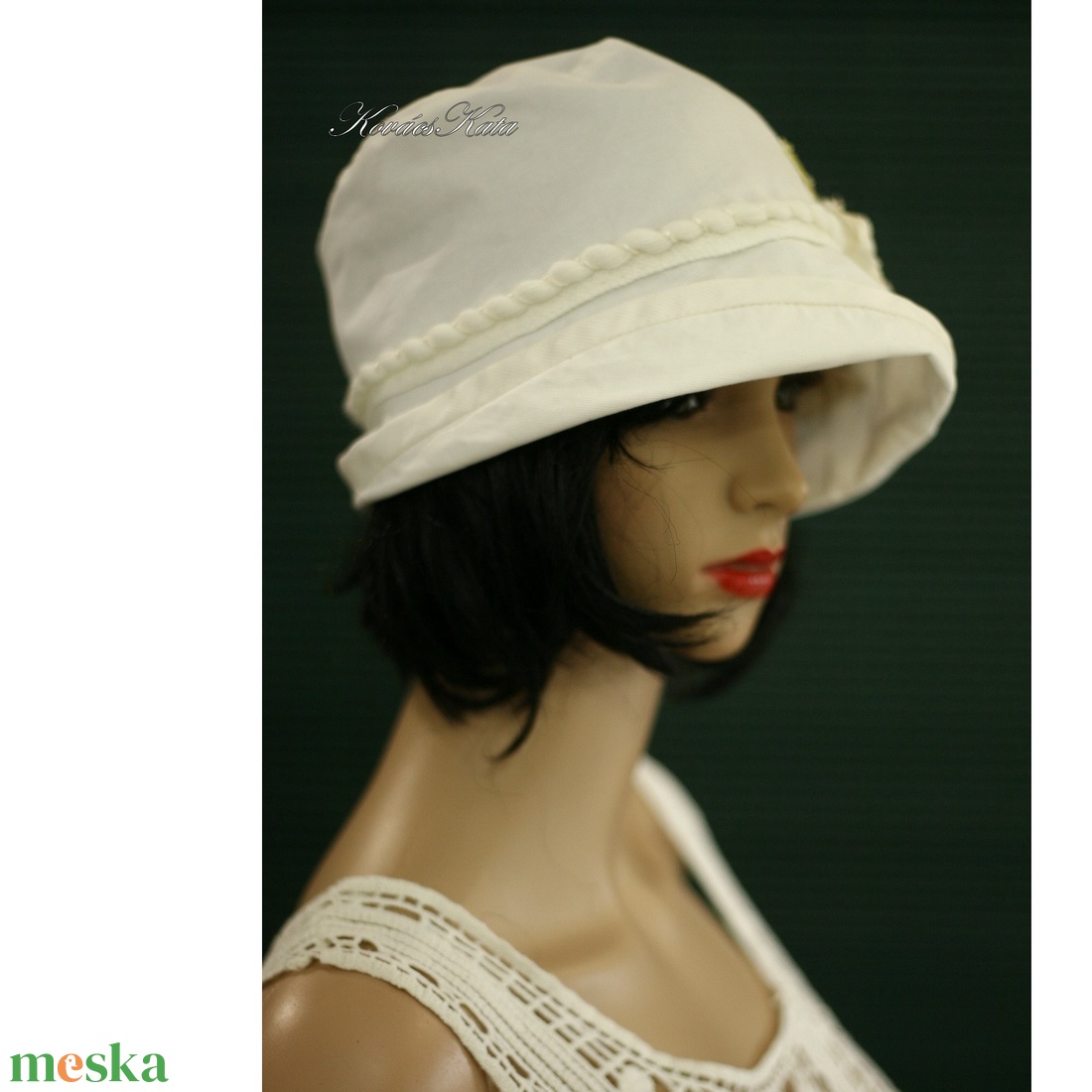 MARIE - romantikus nyári kalap  - ruha & divat - sál, sapka, kendő - kalap - Meska.hu