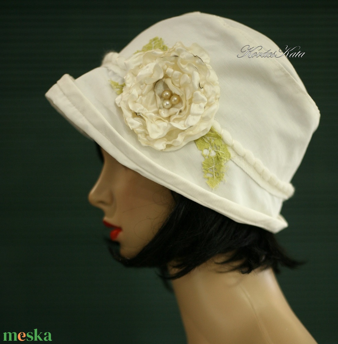 MARIE - romantikus nyári kalap  - ruha & divat - sál, sapka, kendő - kalap - Meska.hu