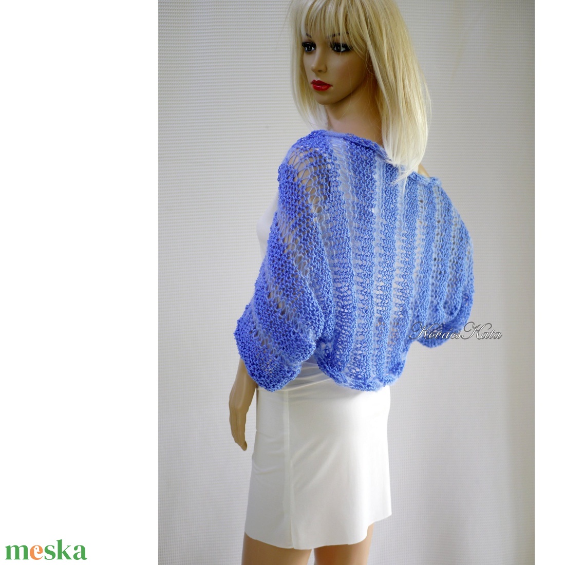 BOHO-BOLERÓ - kézzel kötött rövid kardigán / encián - ruha & divat - női ruha - bolero - Meska.hu BOHO-BOLERÓ - kézzel kötött rövid kardigán / encián - ruha & divat - női ruha - bolero - Meska.hu