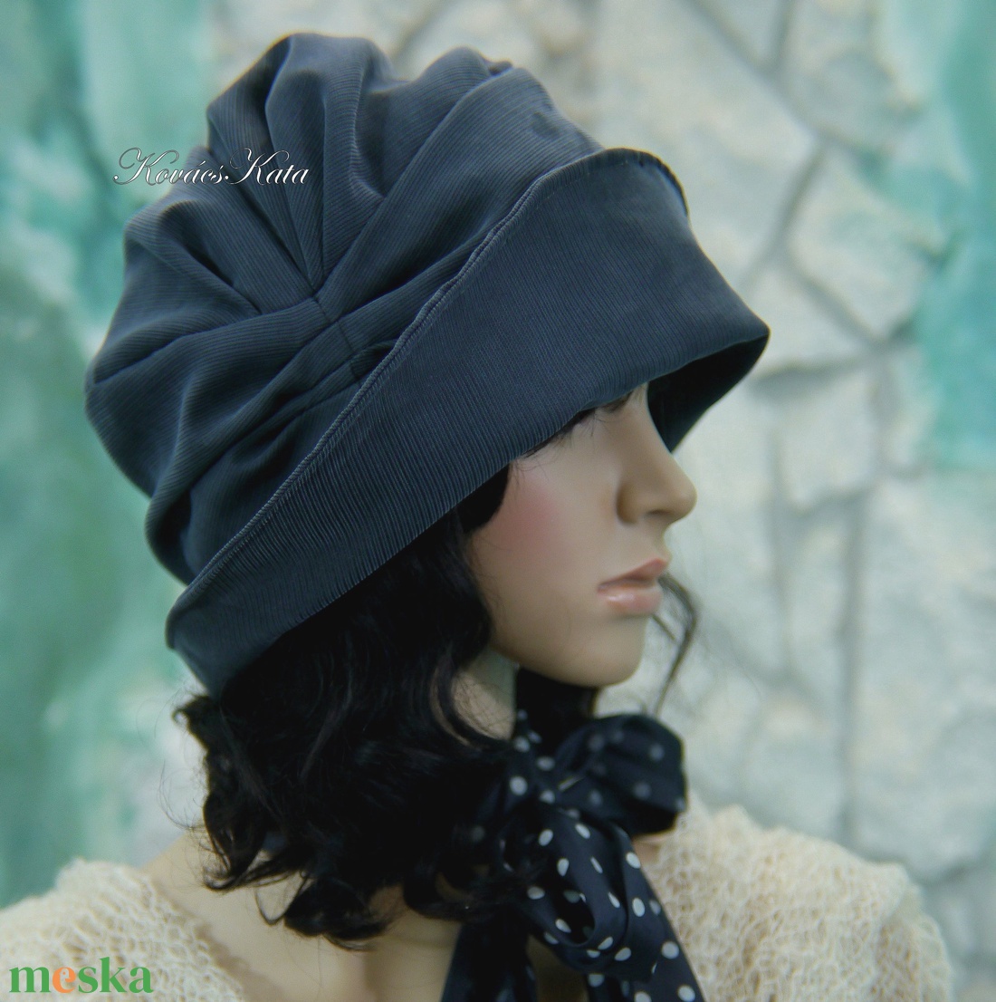 ERNA-CLOCHE / kékes-szürke - design flapper-kalap - ruha & divat - sál, sapka, kendő - kalap - Meska.hu ERNA-CLOCHE / kékes-szürke - design flapper-kalap - ruha & divat - sál, sapka, kendő - kalap - Meska.hu