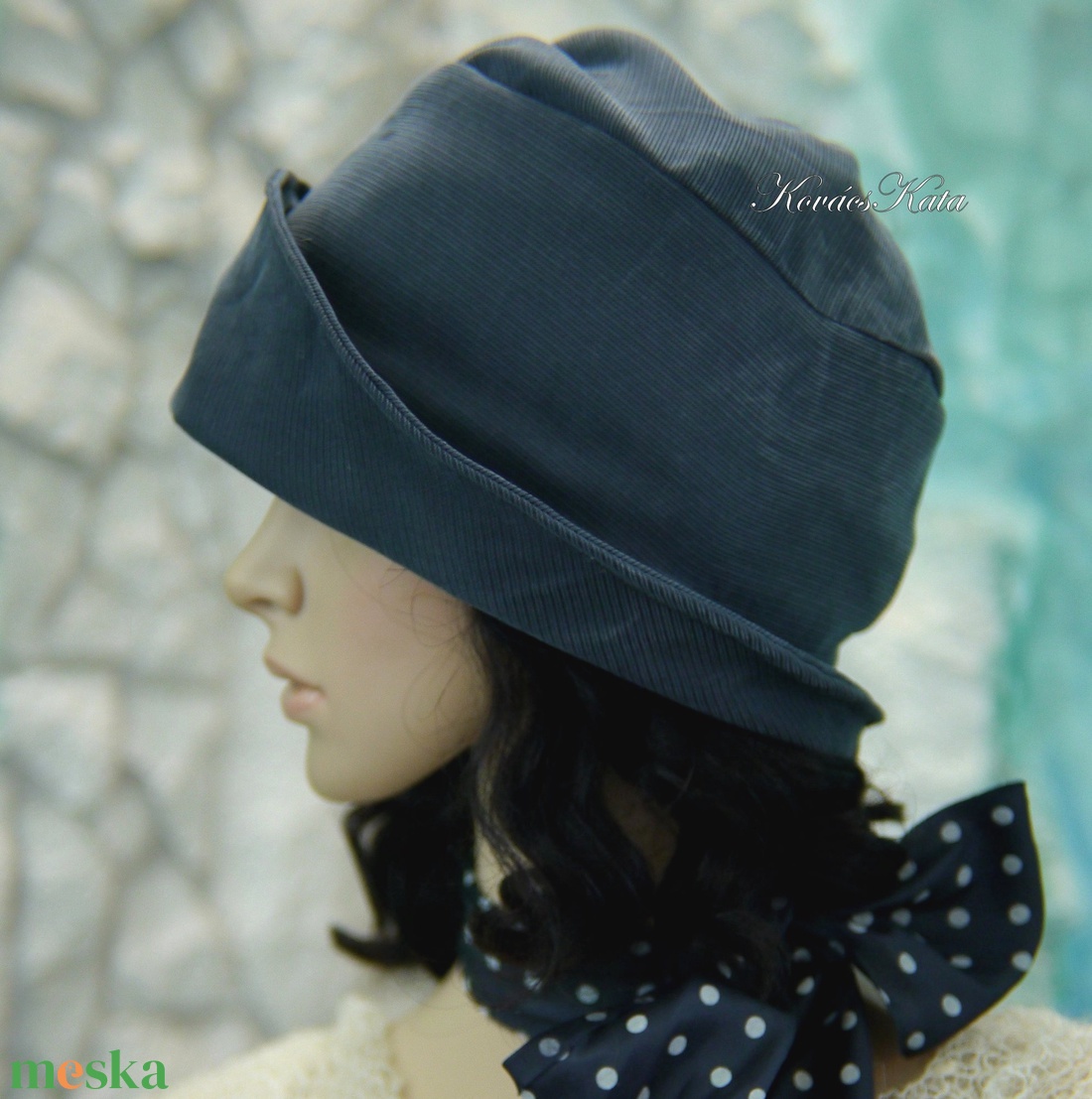ERNA-CLOCHE / kékes-szürke - design flapper-kalap - ruha & divat - sál, sapka, kendő - kalap - Meska.hu ERNA-CLOCHE / kékes-szürke - design flapper-kalap - ruha & divat - sál, sapka, kendő - kalap - Meska.hu