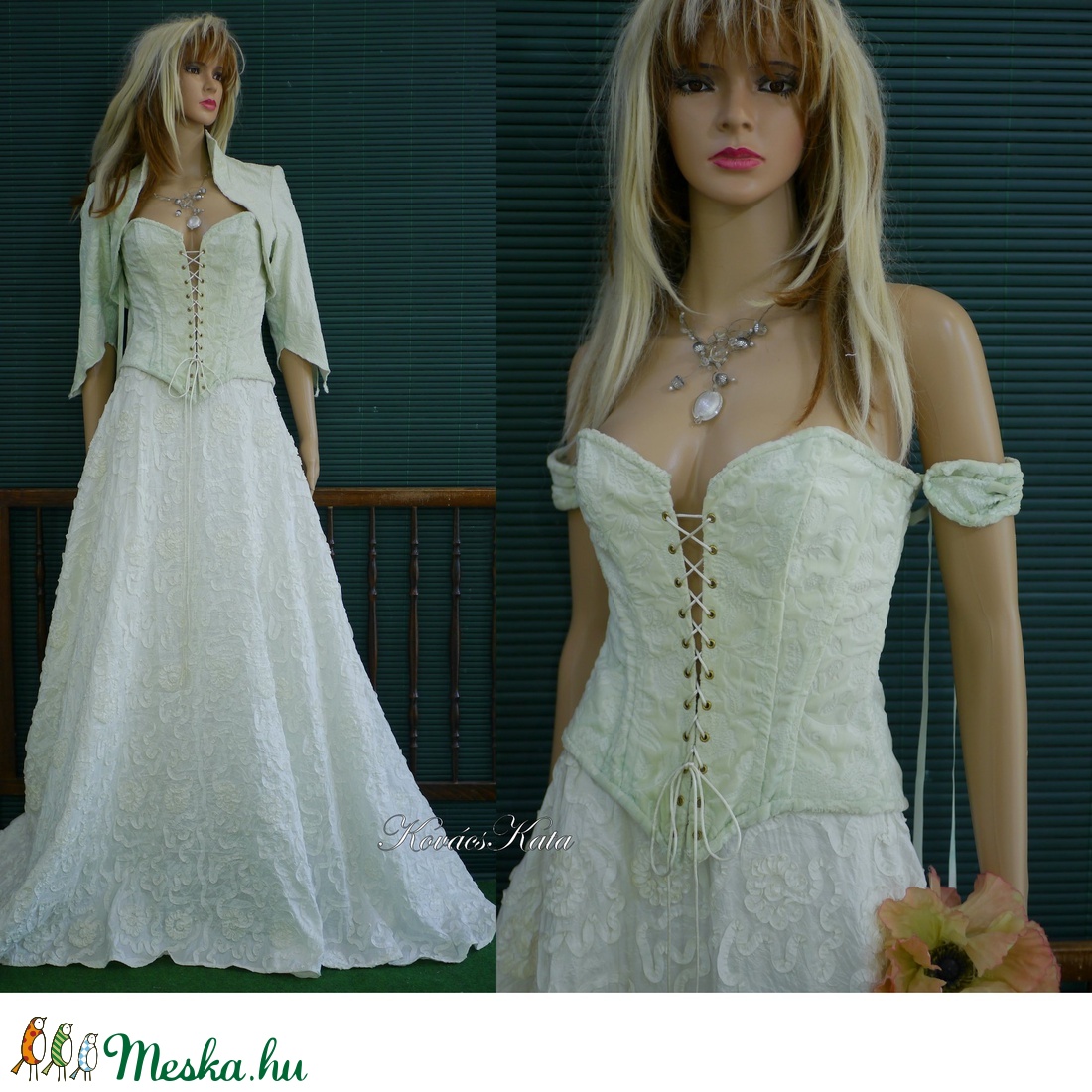 PAMÉLA-SZETT - romantikus téli menyasszonyi öltözet - esküvő - ruha - menyasszonyi ruha - Meska.hu