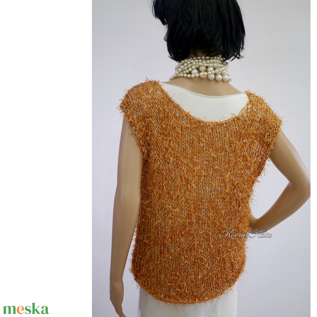 FLAMINGÓ-TOP - kézzel kötött selyem pulóver / mandarin - ruha & divat - női ruha - pulóver & kardigán - Meska.hu