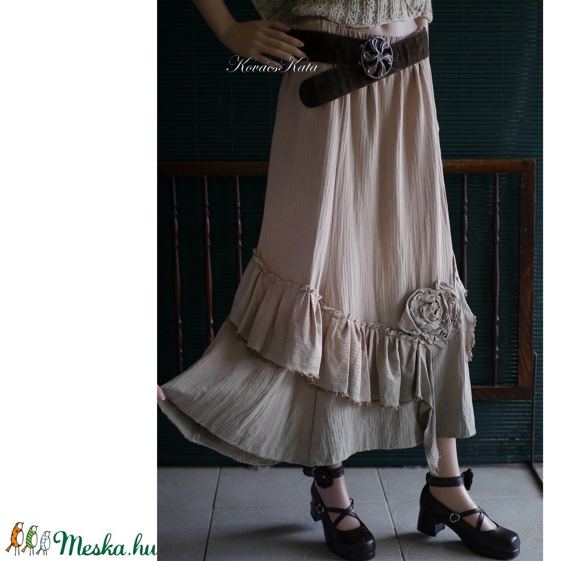 POLETTE - artsy design szoknya / drapp ombre  - ruha & divat - női ruha - szoknya - Meska.hu