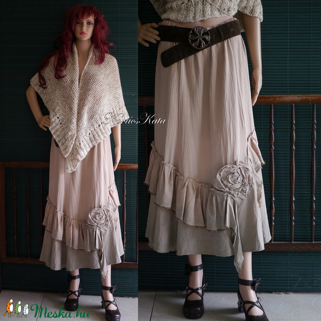 POLETTE - artsy design szoknya / drapp ombre  - ruha & divat - női ruha - szoknya - Meska.hu