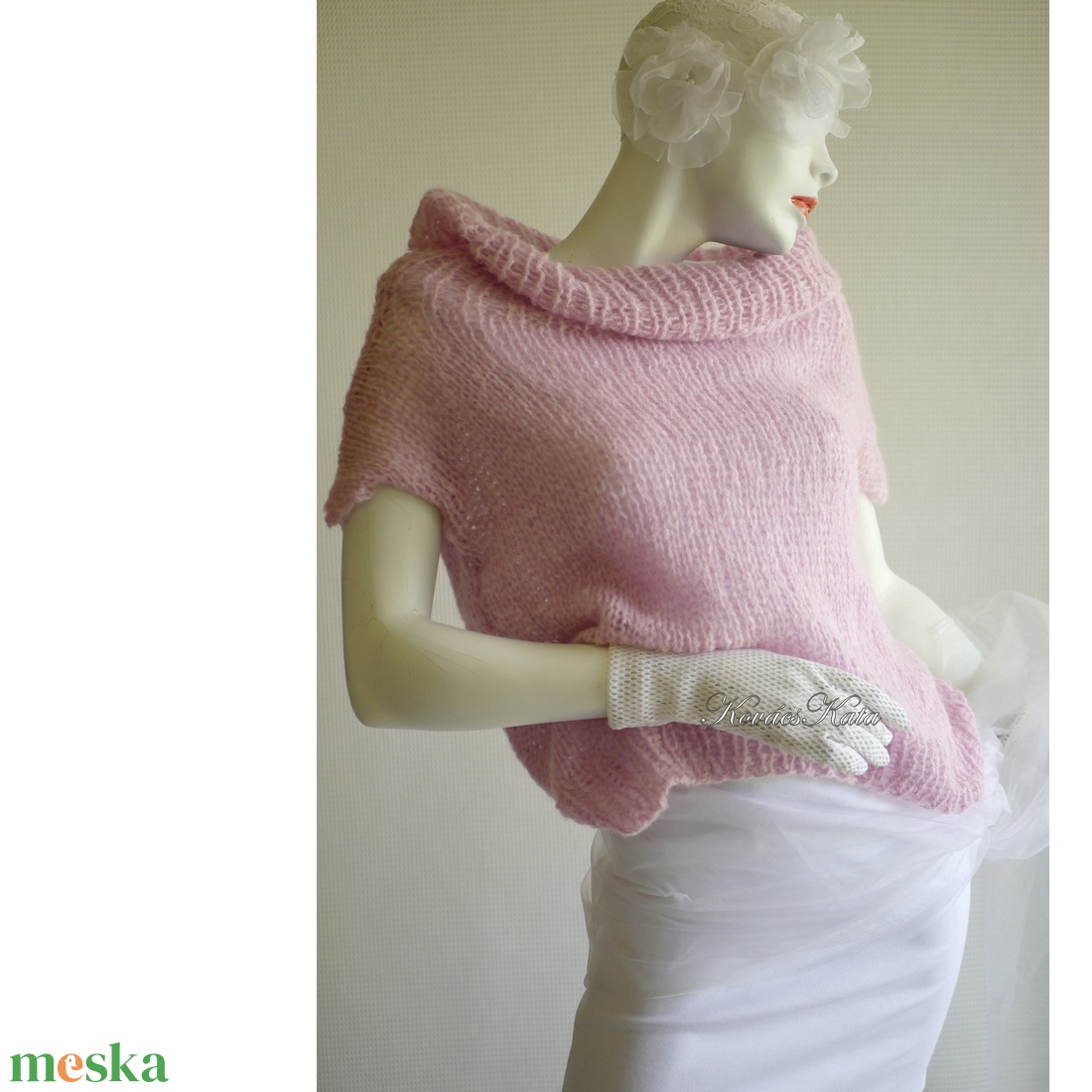 MARLENE - exkluzív mohair pulóver - kézzel kötött / rózsaszín - ruha & divat - női ruha - pulóver - Meska.hu