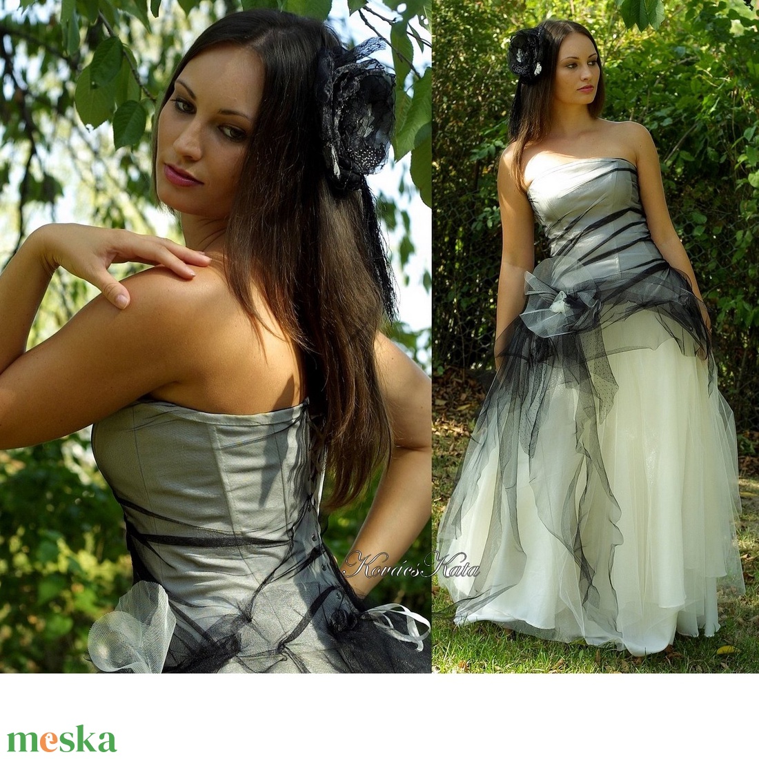 PRISCILLA - modern goth menyasszonyi ruha  - esküvő - ruha - menyasszonyi ruha - Meska.hu