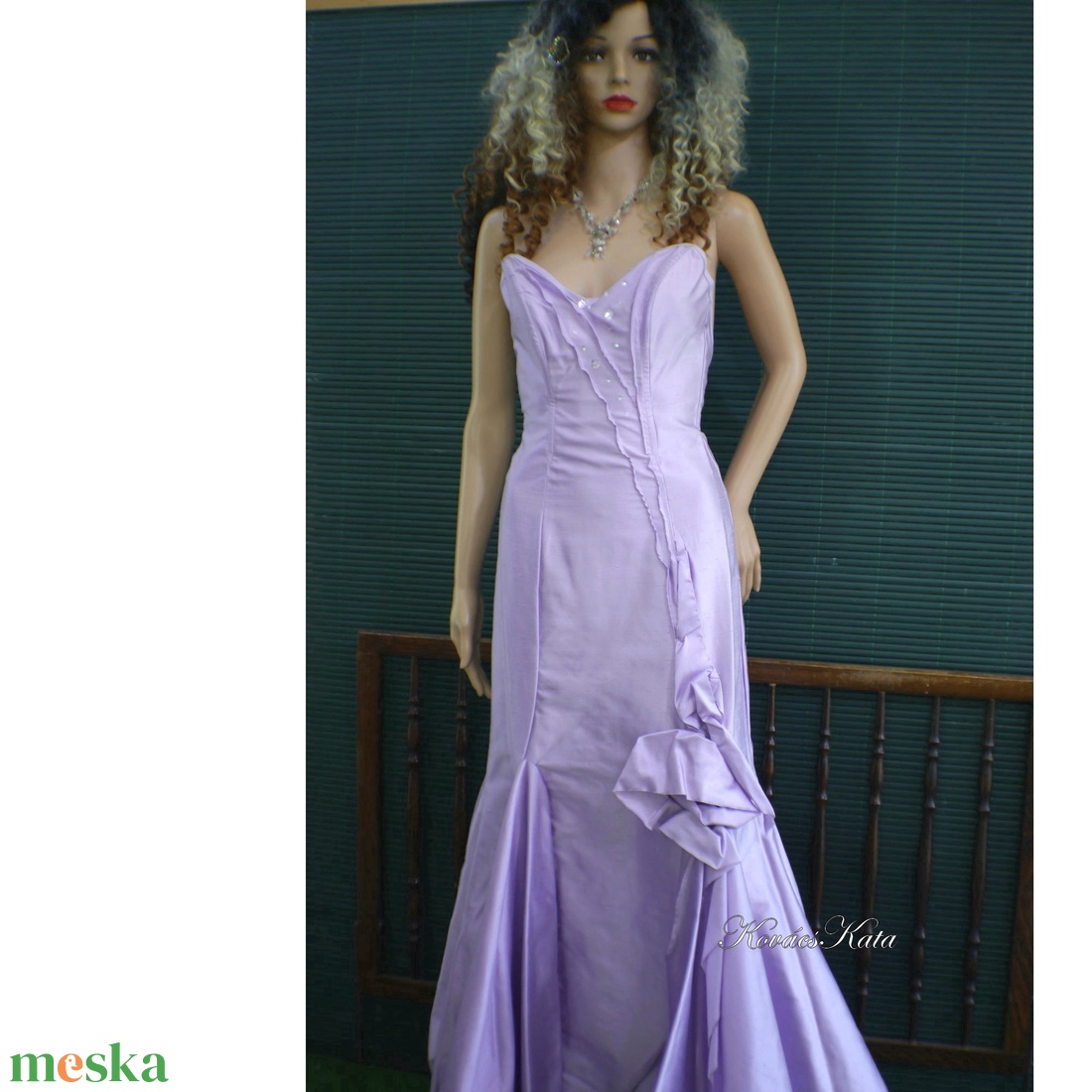LILLA - exkluzív menyasszonyi színes selyemruha, második esküvő - esküvő - ruha - menyasszonyi ruha - Meska.hu