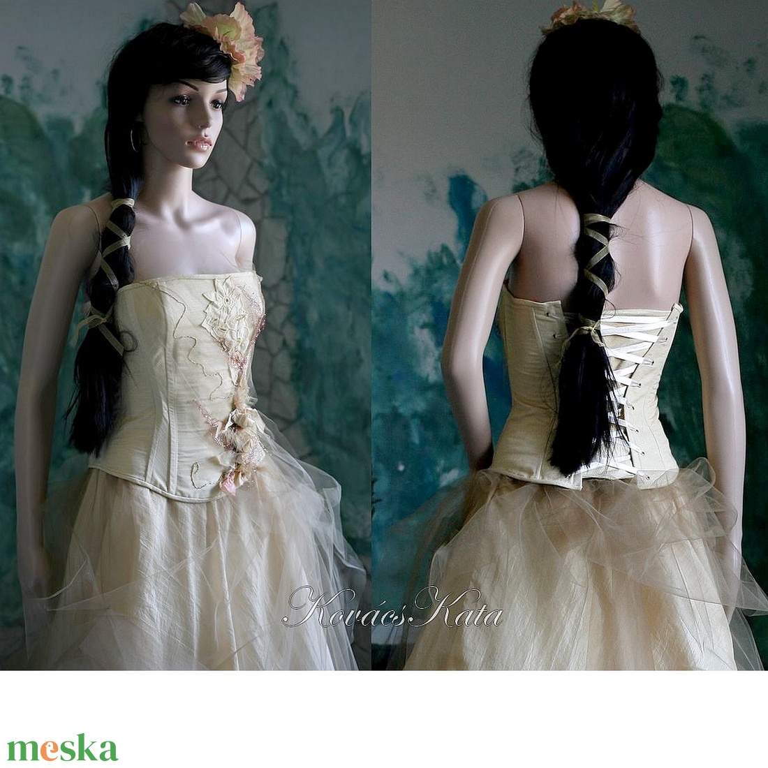 COPPÉLIA - artsy romantikus színes menyasszonyi ruha, estélyi ruha - esküvő - ruha - menyasszonyi ruha - Meska.hu