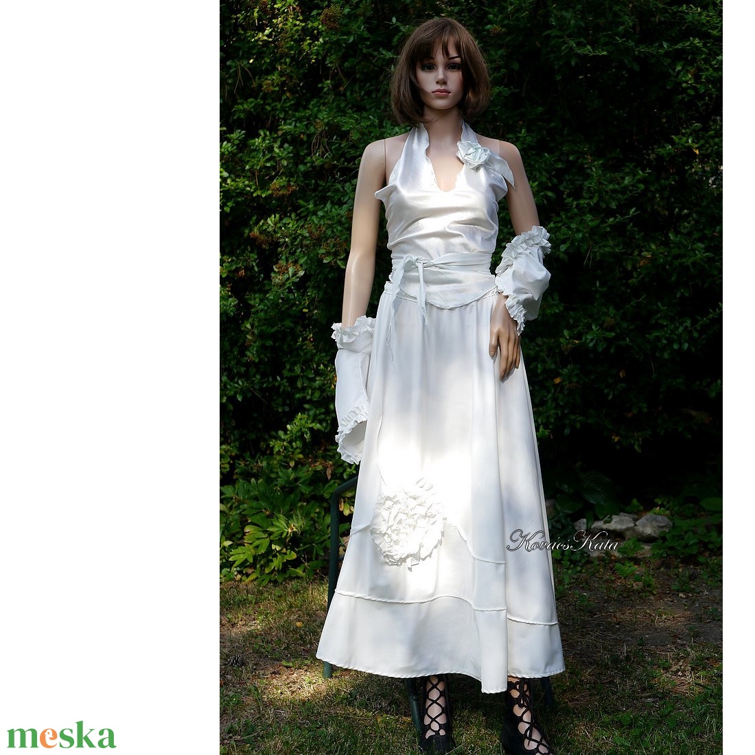 HETTY / fehér - applikált hosszú-szoknya - ruha & divat - női ruha - szoknya - Meska.hu