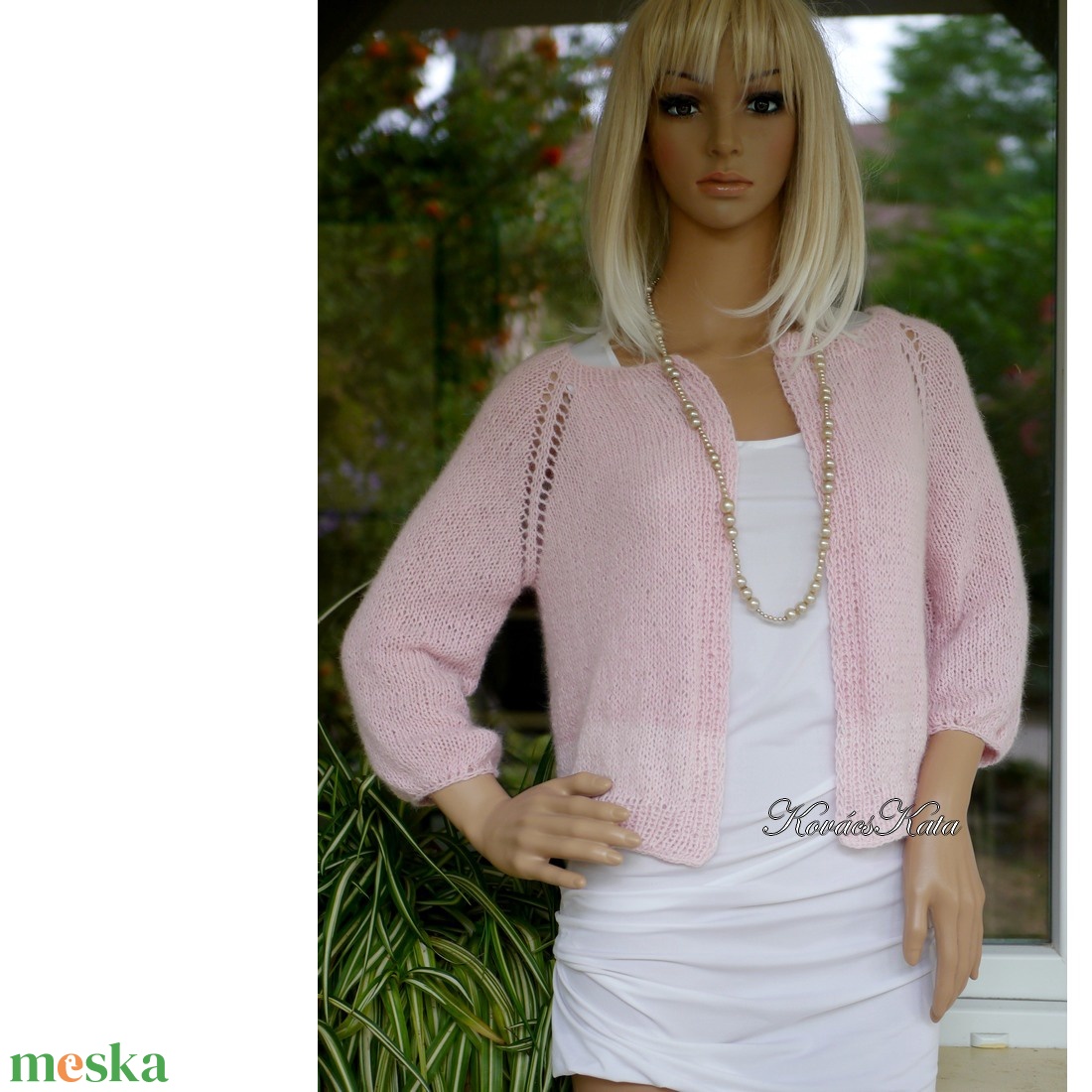 NYUSZI-KARDI - exkluzív angóra boleró kardigán, kézzel kötött pulóver / rózsaszín 'CANDY' - ruha & divat - női ruha - pulóver & kardigán - Meska.hu