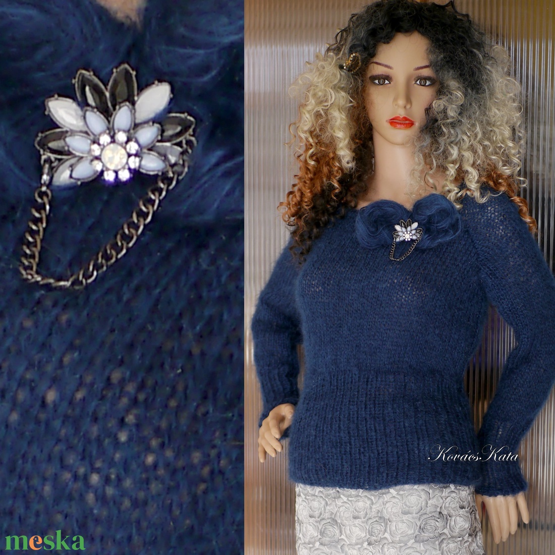 MADONNA PULCSI - exkluzív kézzel kötött mohair pulóver / sötétkék - ruha & divat - női ruha - pulóver - Meska.hu MADONNA PULCSI - exkluzív kézzel kötött mohair pulóver / sötétkék - ruha & divat - női ruha - pulóver - Meska.hu