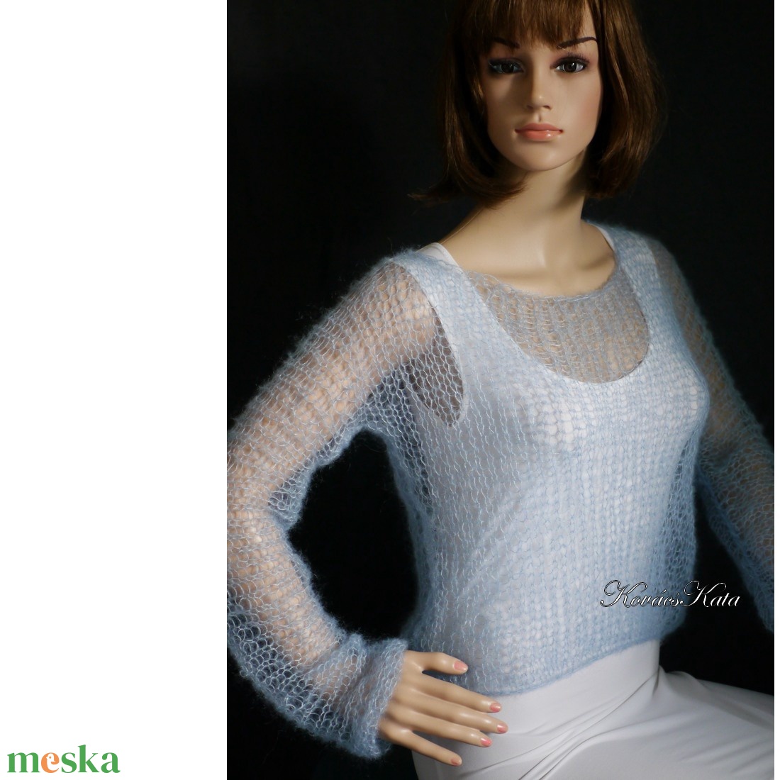 TIFFANY / azúr - szexi selyem-mohair pulóver - kézzel kötött - ruha & divat - női ruha - pulóver & kardigán - Meska.hu TIFFANY / azúr - szexi selyem-mohair pulóver - kézzel kötött - ruha & divat - női ruha - pulóver & kardigán - Meska.hu