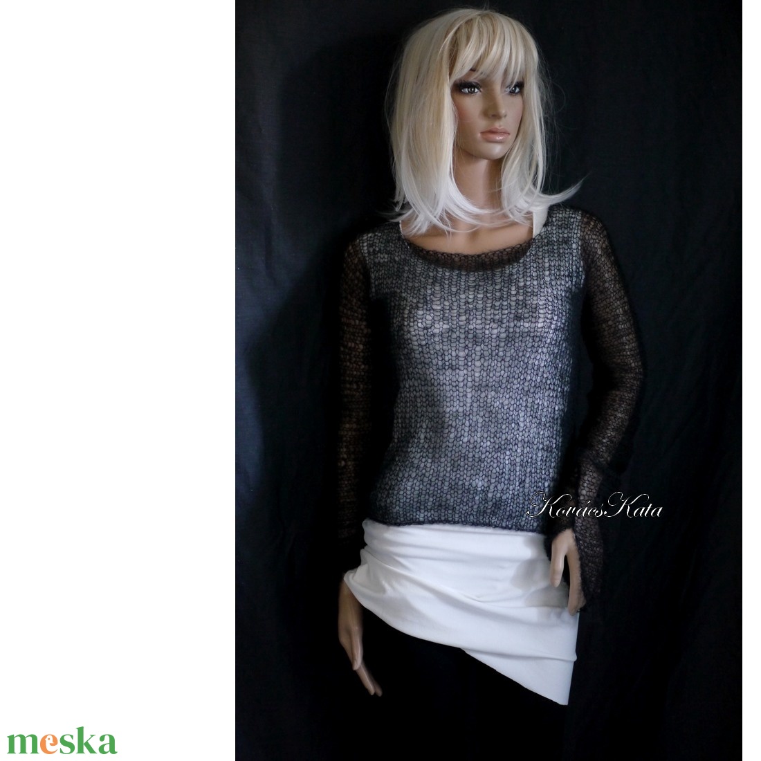 TIFFANY / fekete - szexi selyem-mohair pulóver - kézzel kötött - ruha & divat - női ruha - pulóver - Meska.hu TIFFANY / fekete - szexi selyem-mohair pulóver - kézzel kötött - ruha & divat - női ruha - pulóver - Meska.hu