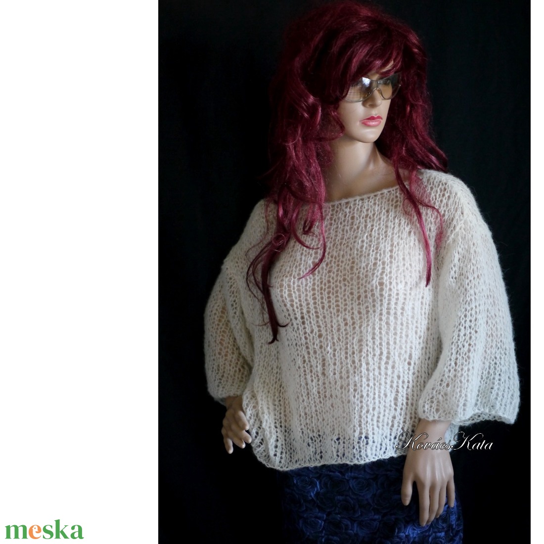 KASKA / ivory - exkluzív kézzel kötött babyalpaka pulóver - ruha & divat - női ruha - pulóver & kardigán - Meska.hu
