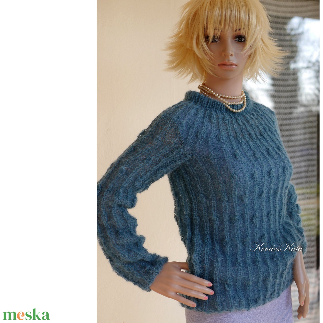 LONCI - exkluzív kézzel kötött mohair pulóver / óceán - ruha & divat - női ruha - pulóver - Meska.hu LONCI - exkluzív kézzel kötött mohair pulóver / óceán - ruha & divat - női ruha - pulóver - Meska.hu